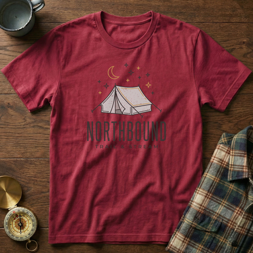 Trail and Stream Graphic Tent T-Shirt in Crimson