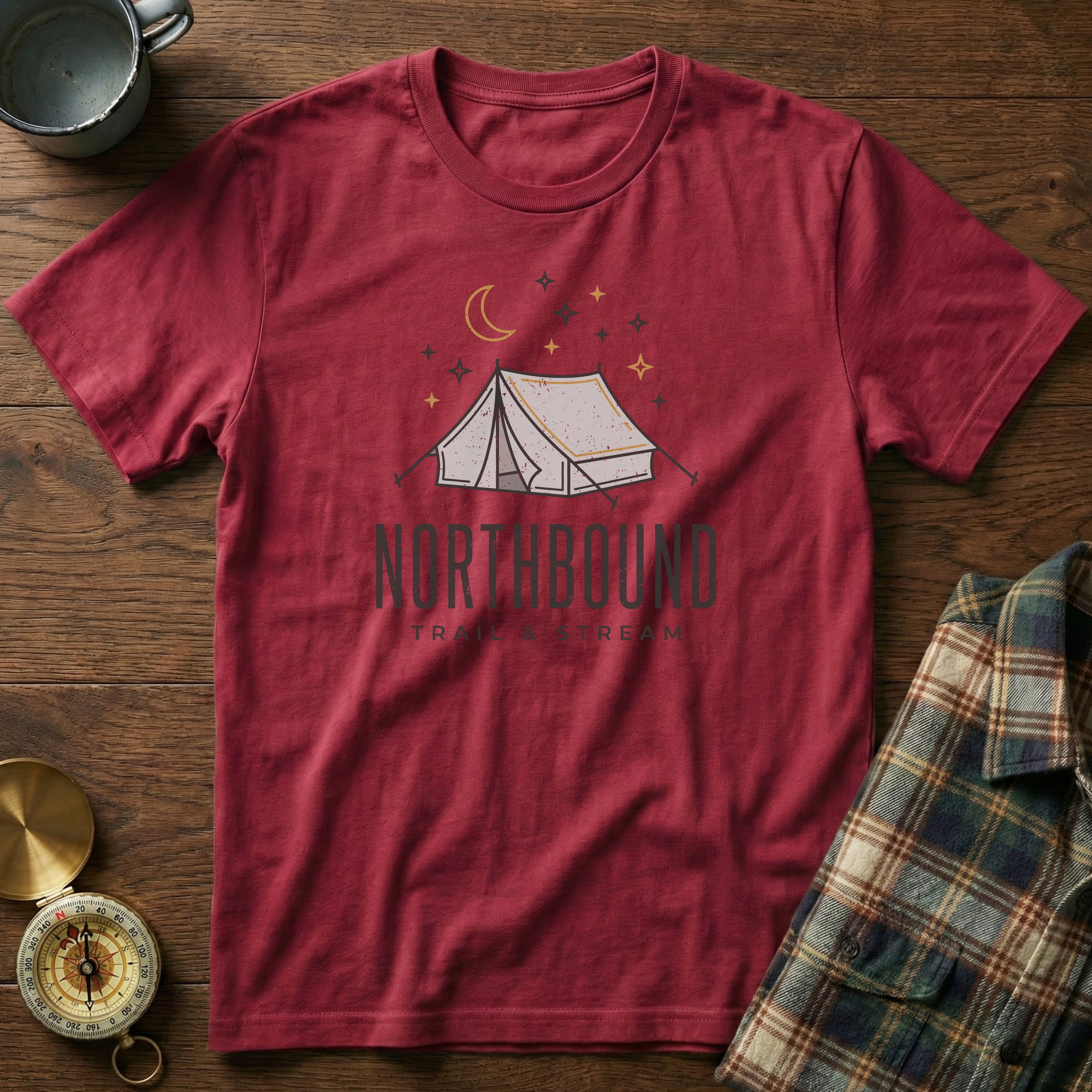 Trail and Stream Graphic Tent T-Shirt in Crimson