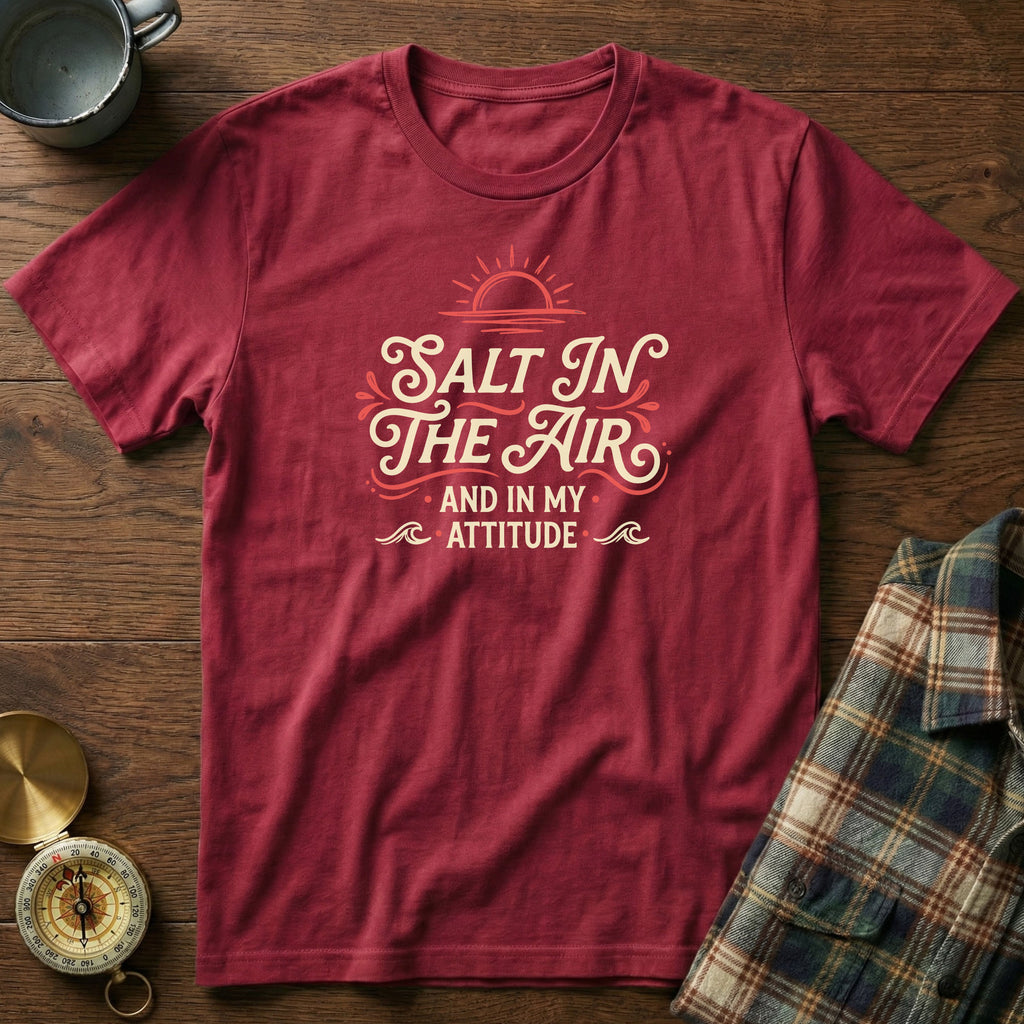 Salt In The Air And In My Attitude T-Shirt in Crimson