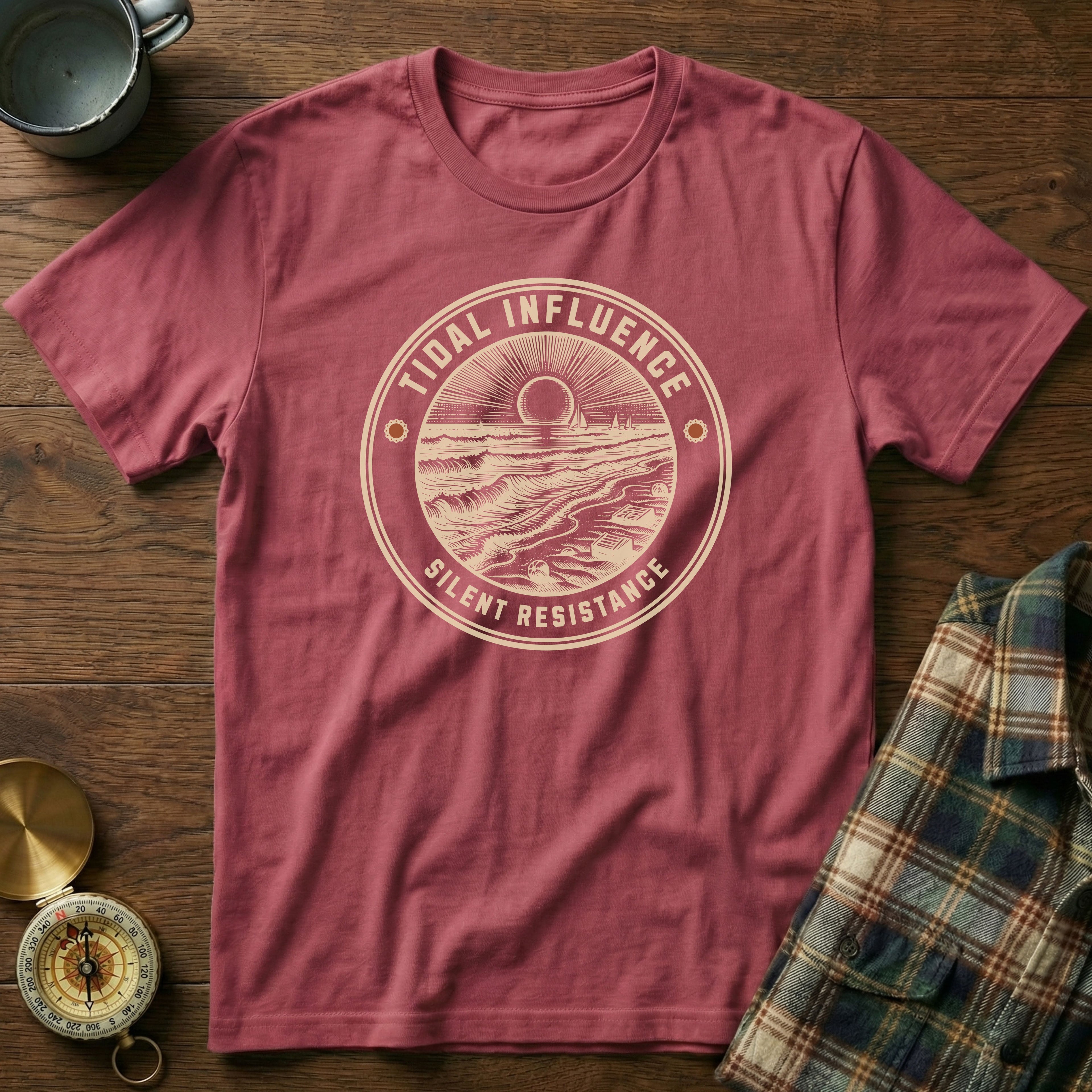 Tidal Influence Silent Resistance T-Shirt in Crimson