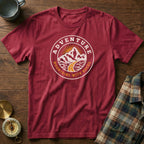 Distant Peaks Adventure Badge T-Shirt in Crimson