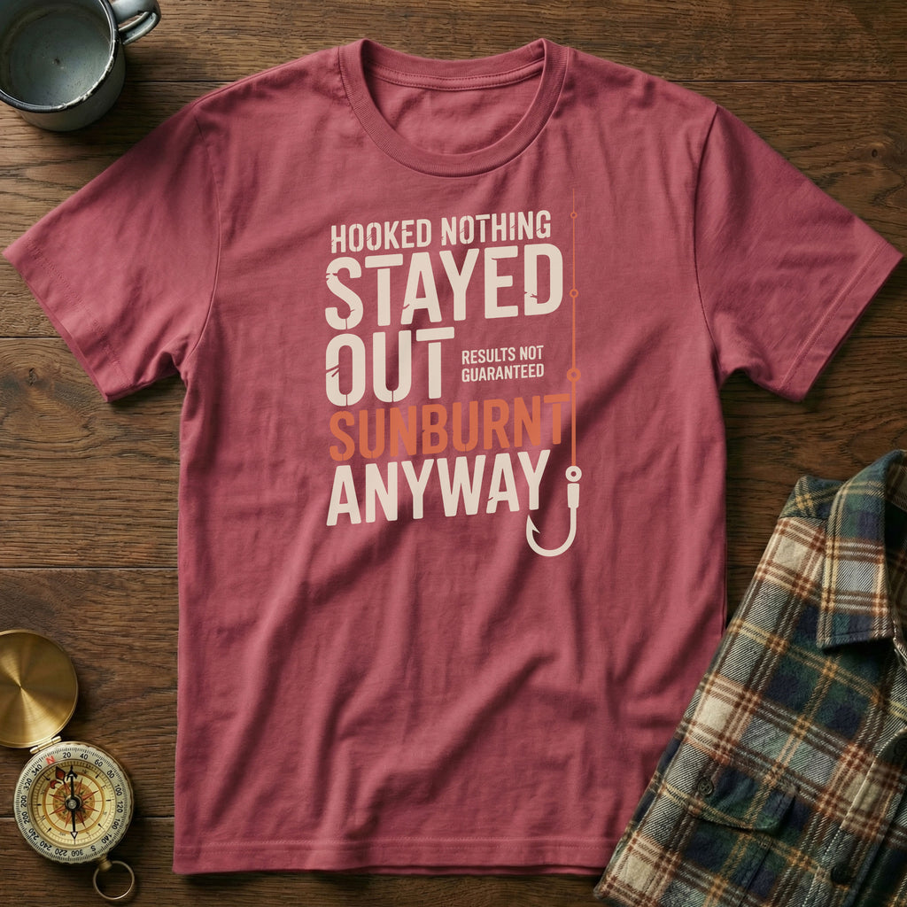 Coastal Fishing Snark Sunburnt Anyway T-shirt in Crimson