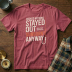 Coastal Fishing Snark Sunburnt Anyway T-shirt in Crimson