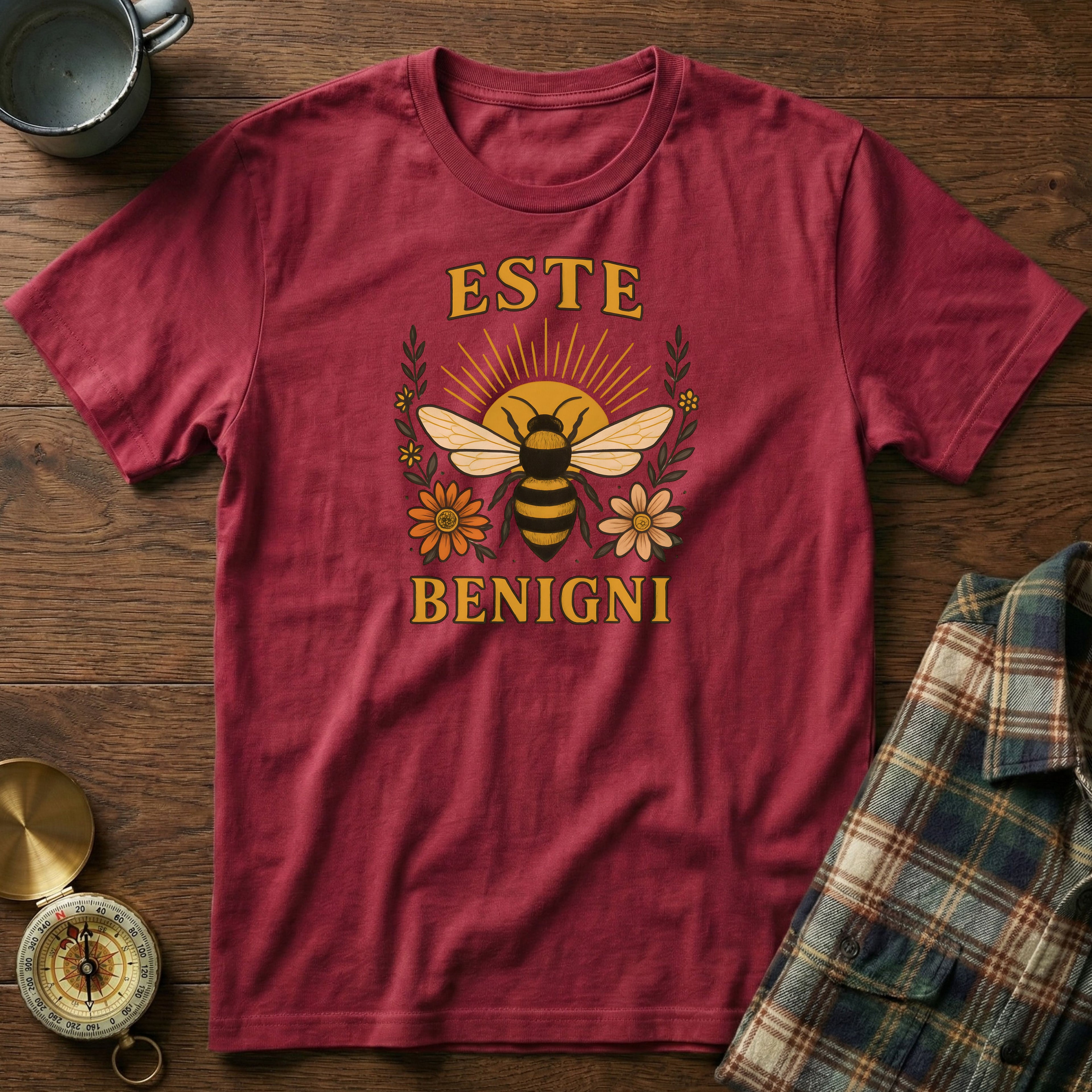 ESTE BENIGNI (Be Kind) T-Shirt in Crimson
