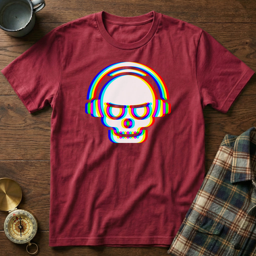 Rave DJ Skull T-Shirt in Crimson