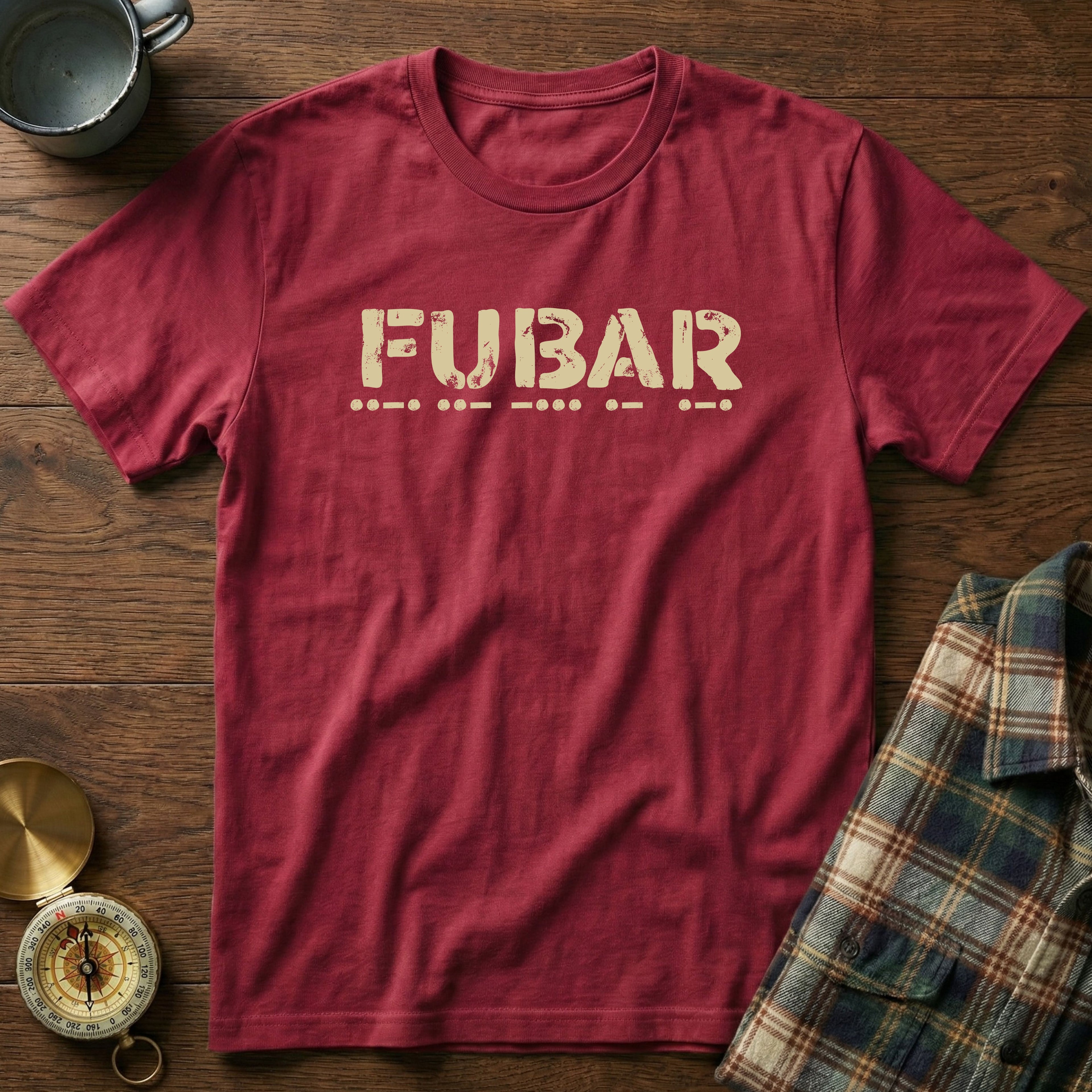 FUBAR Morse Code T-Shirt in Crimson