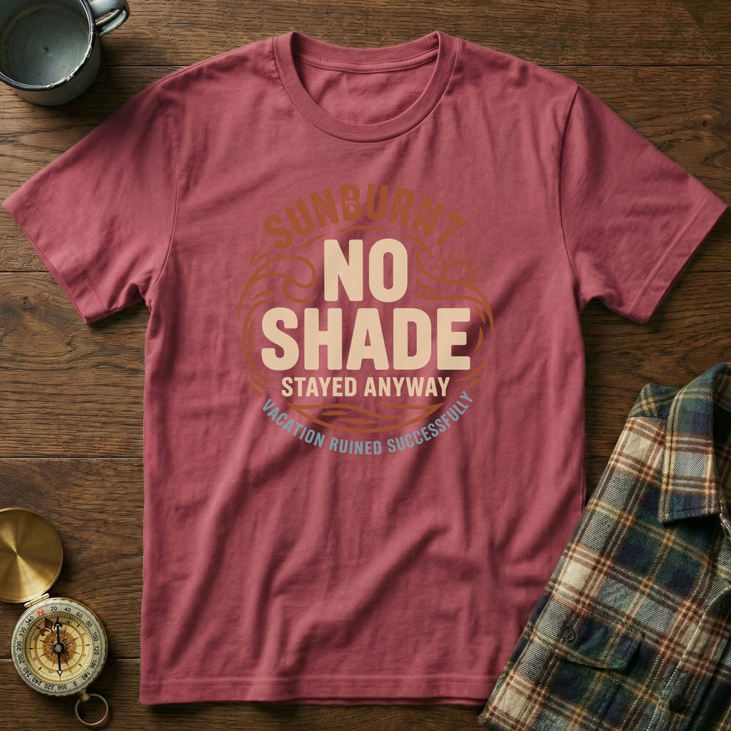 Sun Lover No Shade Stayed Anyway T-shirt in Crimson