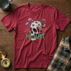 Broken Heart Skull Floral Goth T-Shirt in Crimson