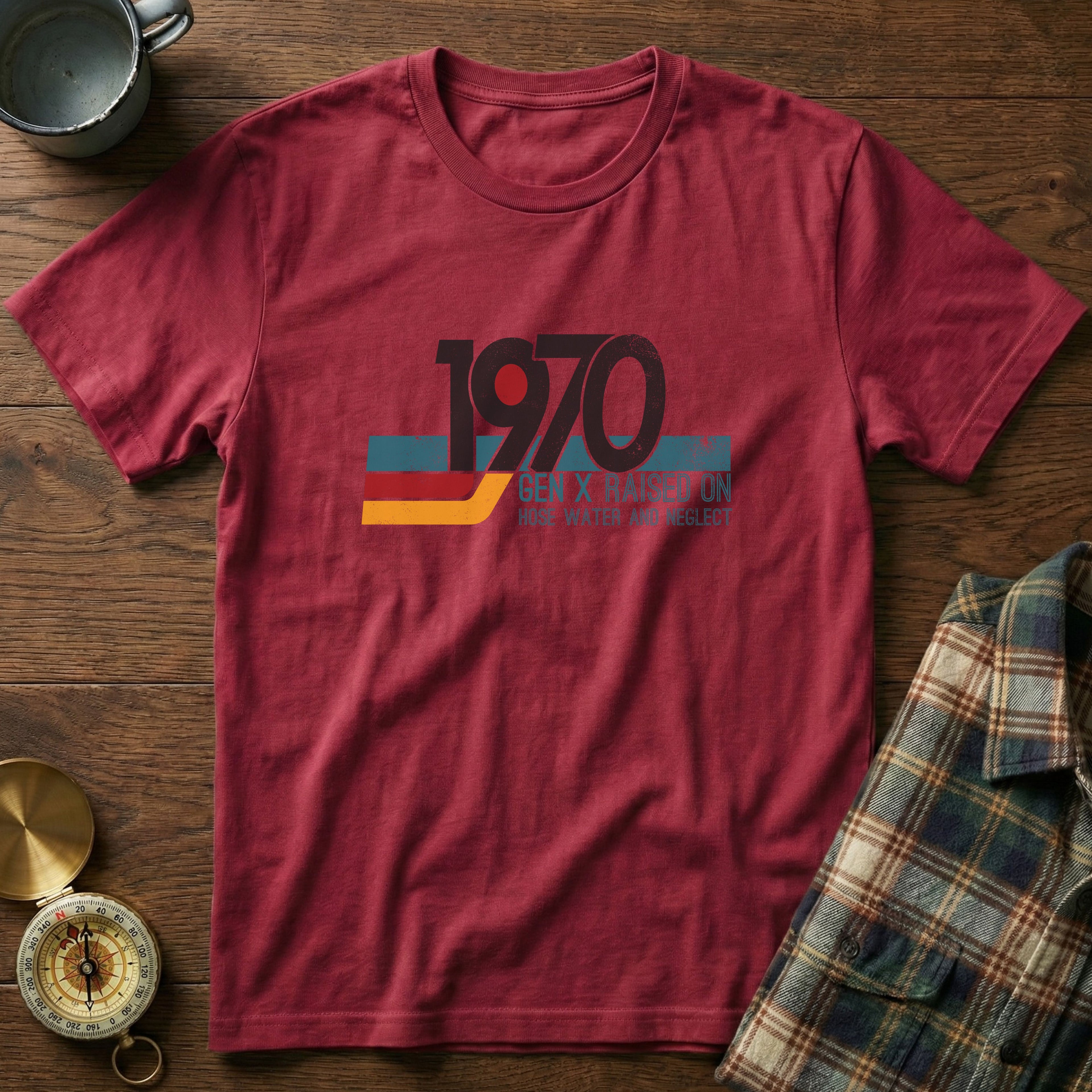 1970 Gen X Raised on Hose Water T-Shirt in Crimson