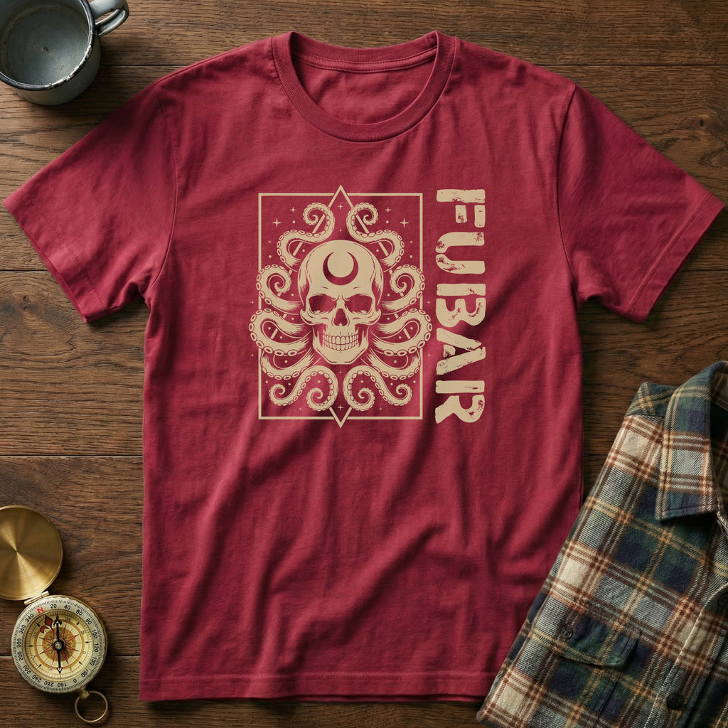 FUBAR Octopus Skull T-Shirt in Crimson