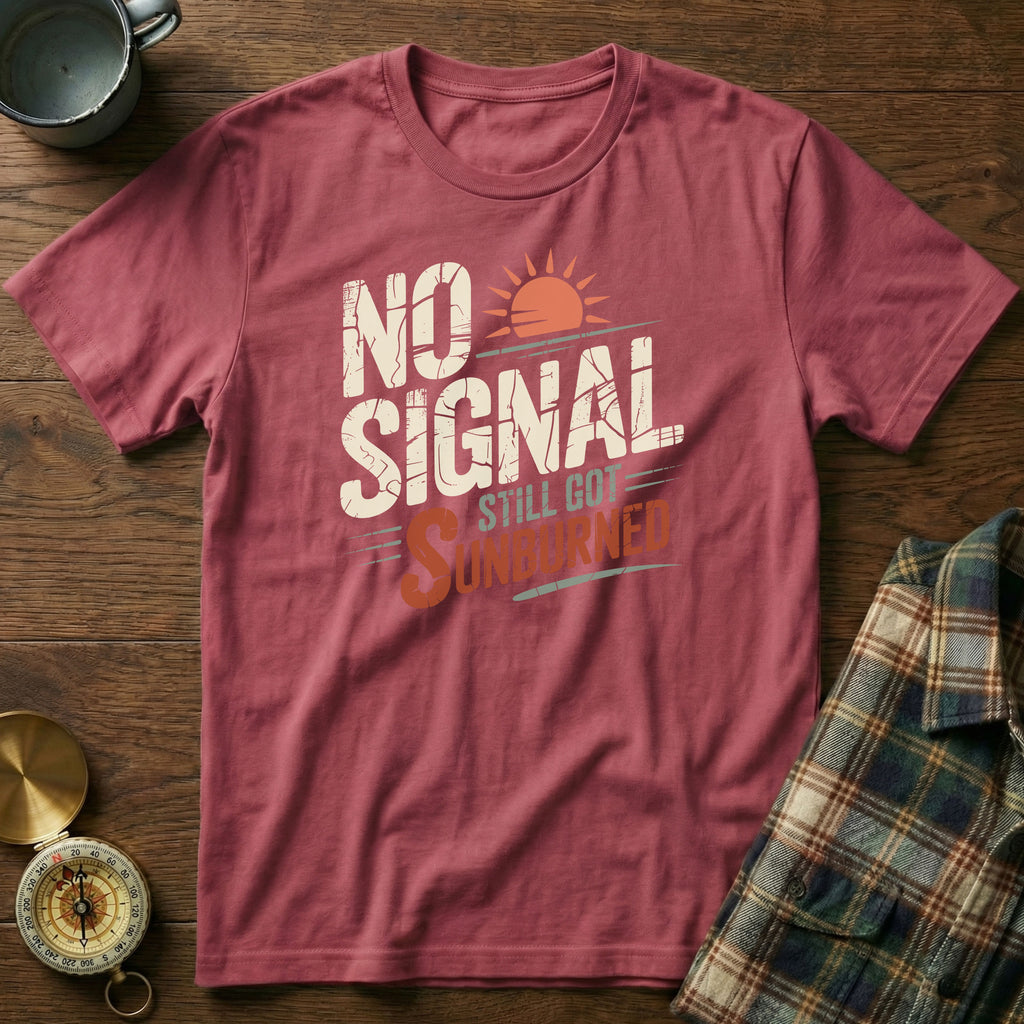 No Signal Still Got Sunburned Coastal Local T-Shirt in Crimson