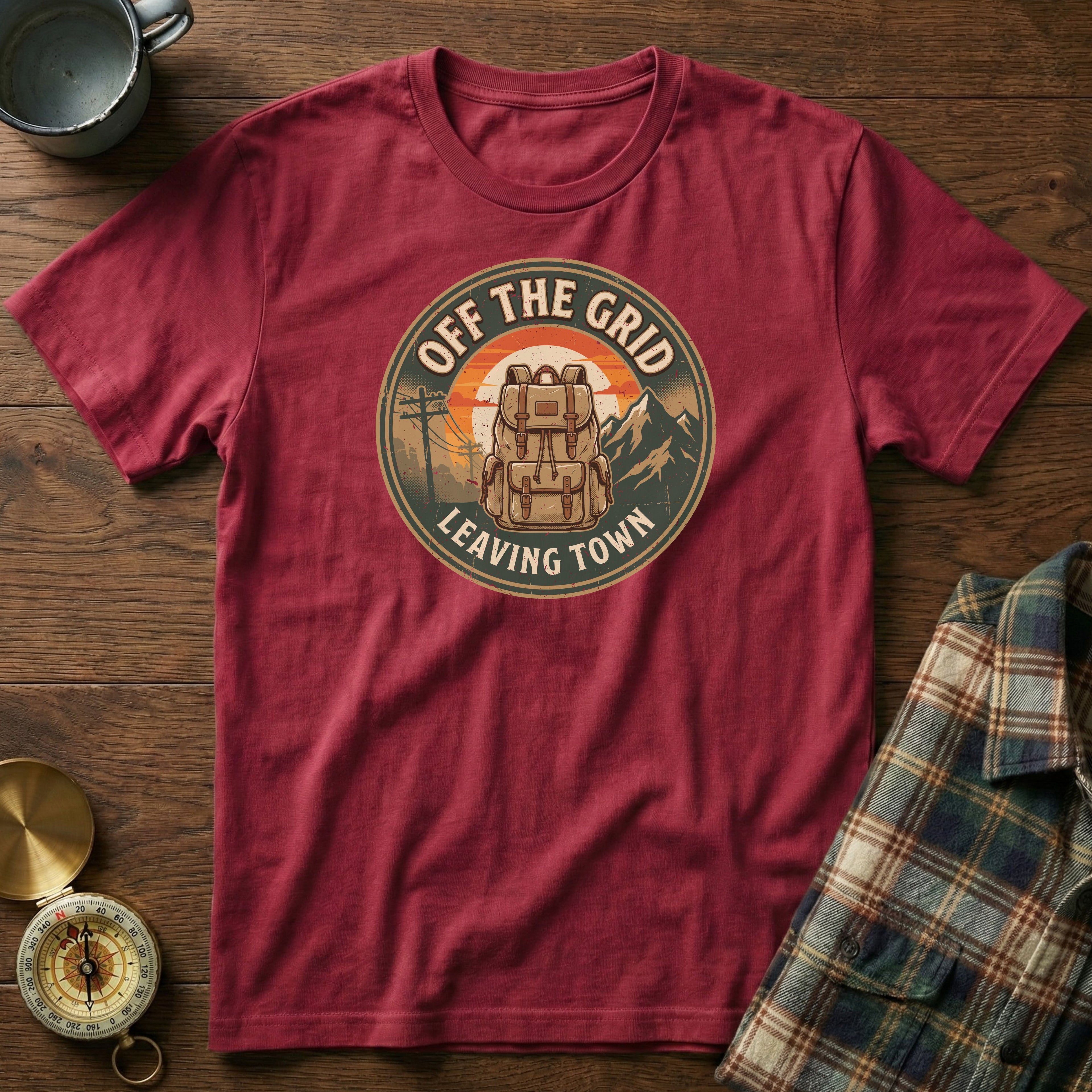 Off The Grid T-Shirt in Crimson