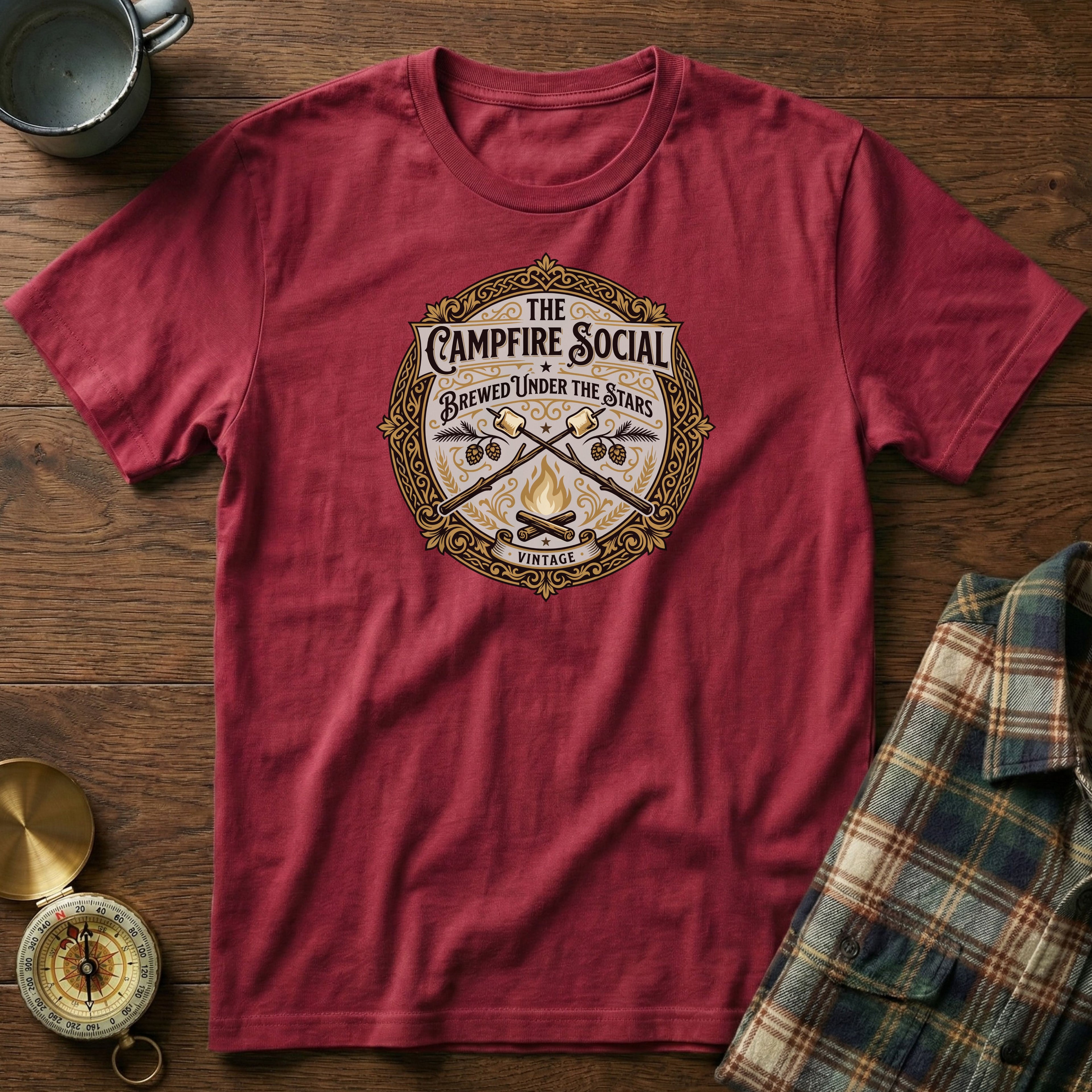 The Campfire Social T-Shirt in Crimson