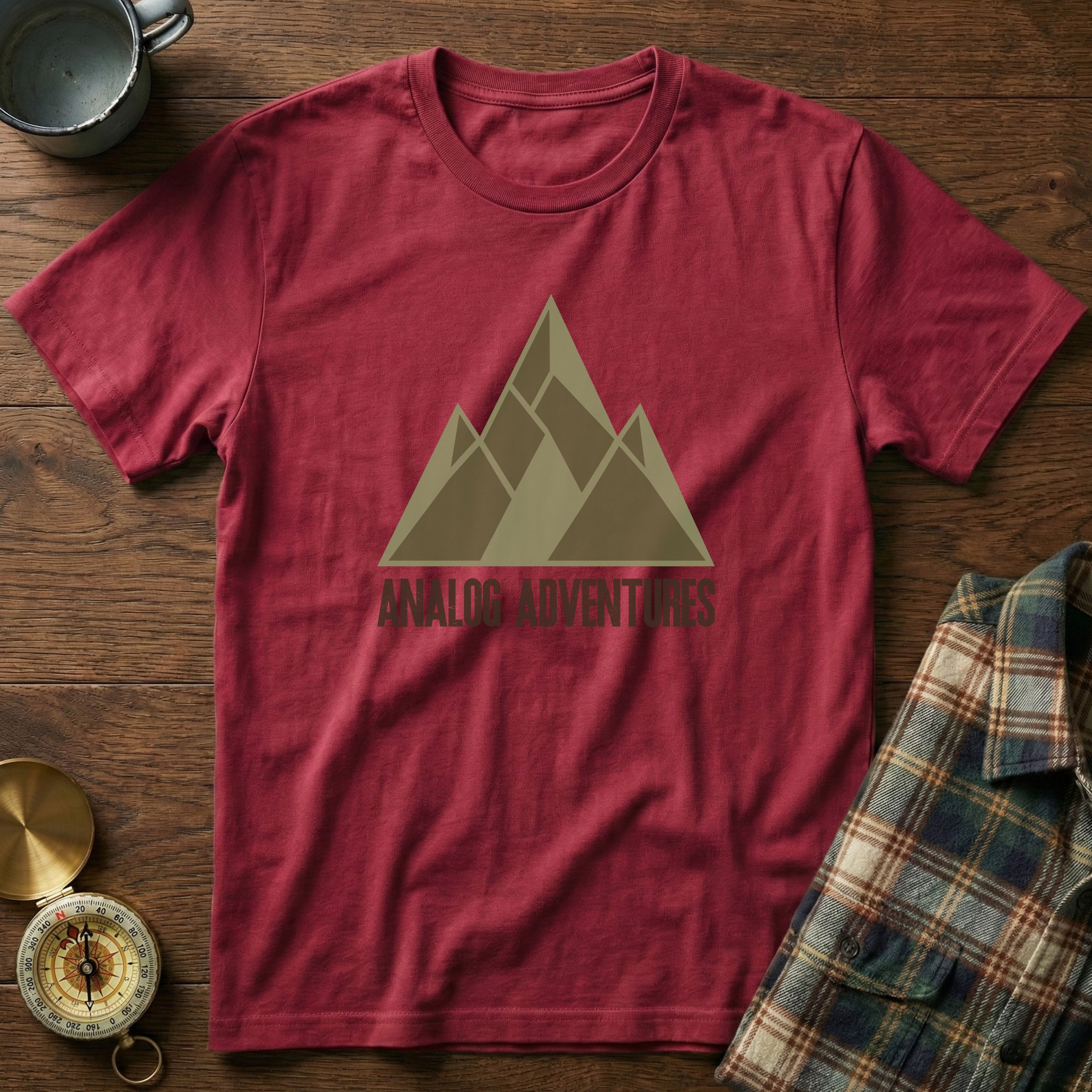 Analog Adventures Retro Geometric T-Shirt in Crimson