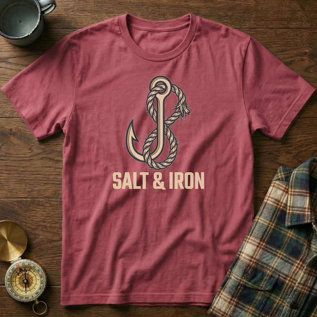 Salt and Iron Anchor Rope T-shirt in Crimson