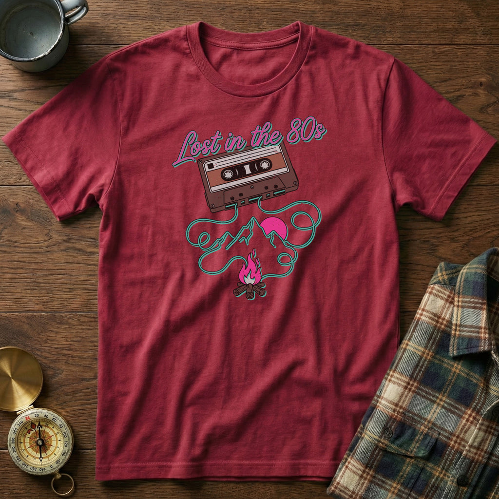 Lost in the 80s Retro Cassette T-Shirt in Crimson