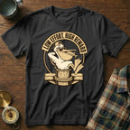 Black t-shirt featuring a cartoon pelican with a fish in its beak and text "LOW EFFORT, HIGH REWARD".