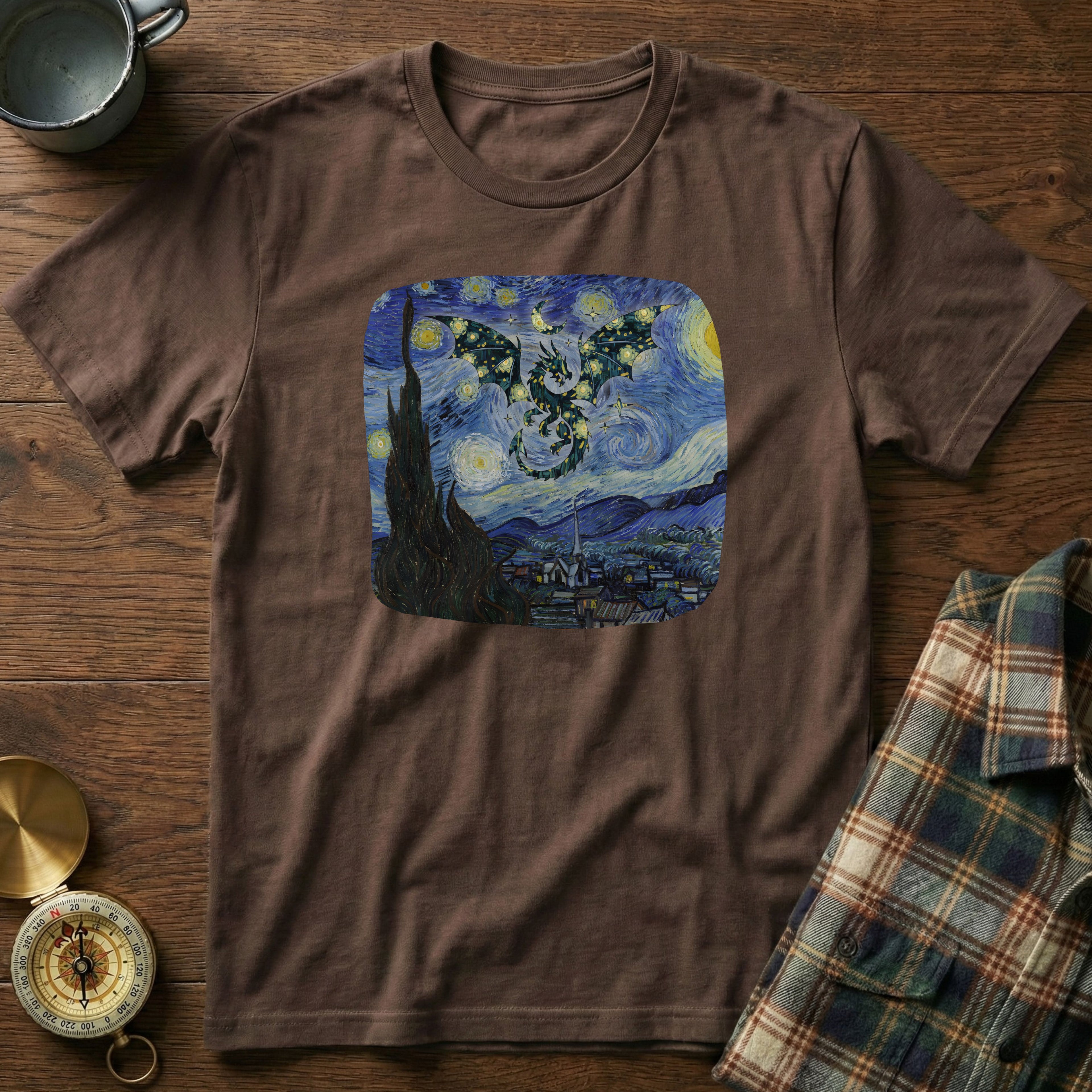 Dragon in Starry Night Van Gogh T-Shirt