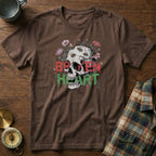 Broken Heart Skull Floral Goth T-Shirt