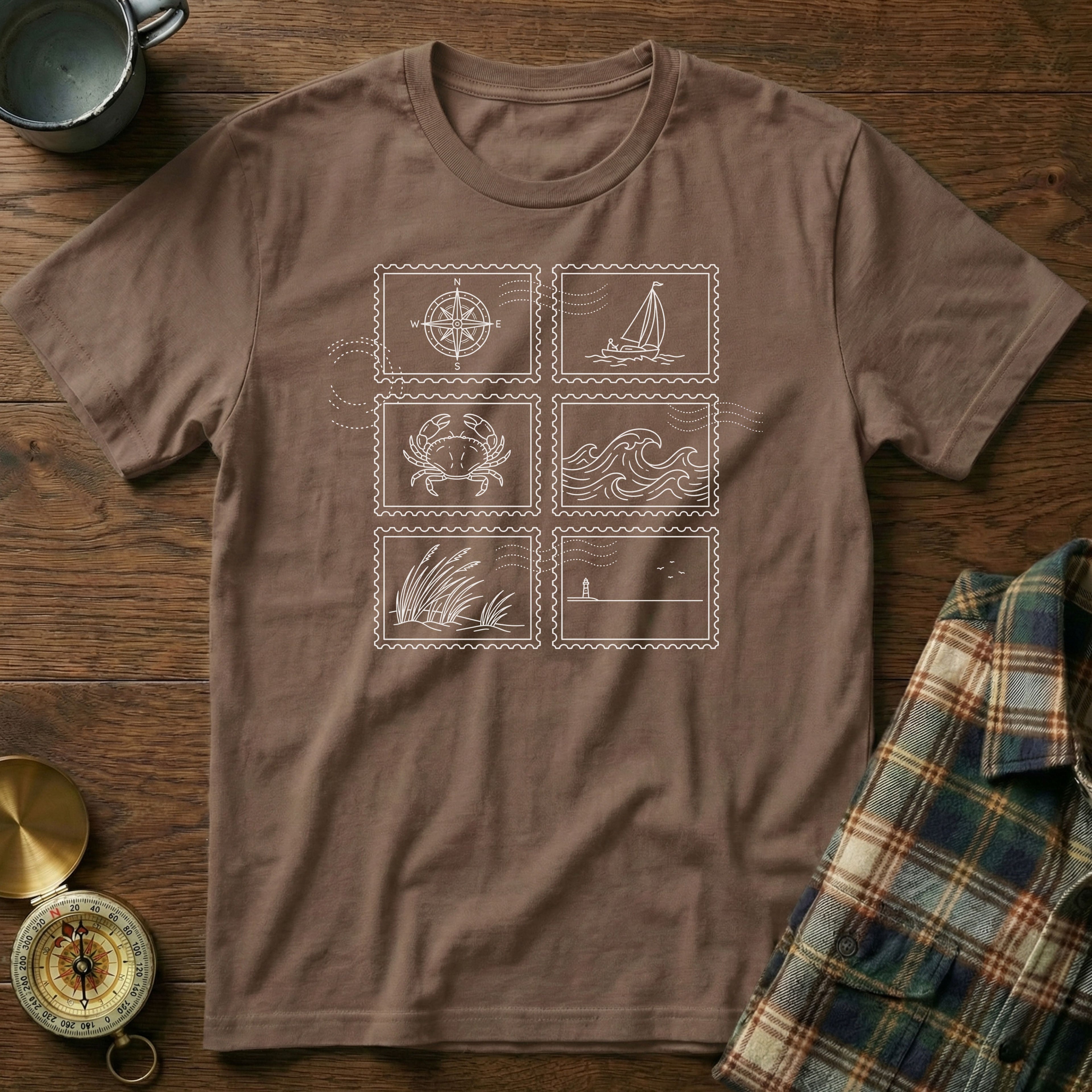 Coastal Wanderer Stamp Collection T-shirt