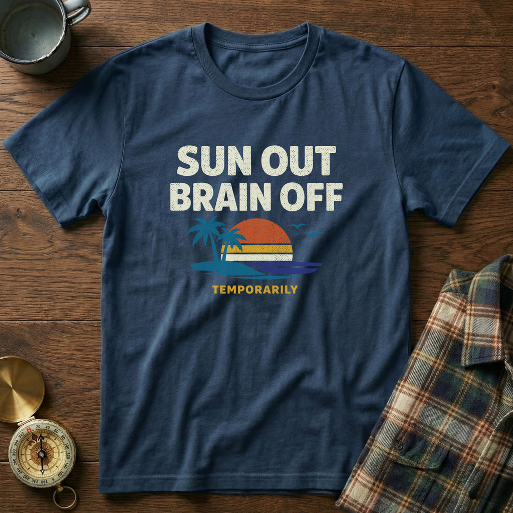Sun Out Brain Off Retro Beach T-Shirt