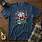 Broken Heart Skull Floral Goth T-Shirt