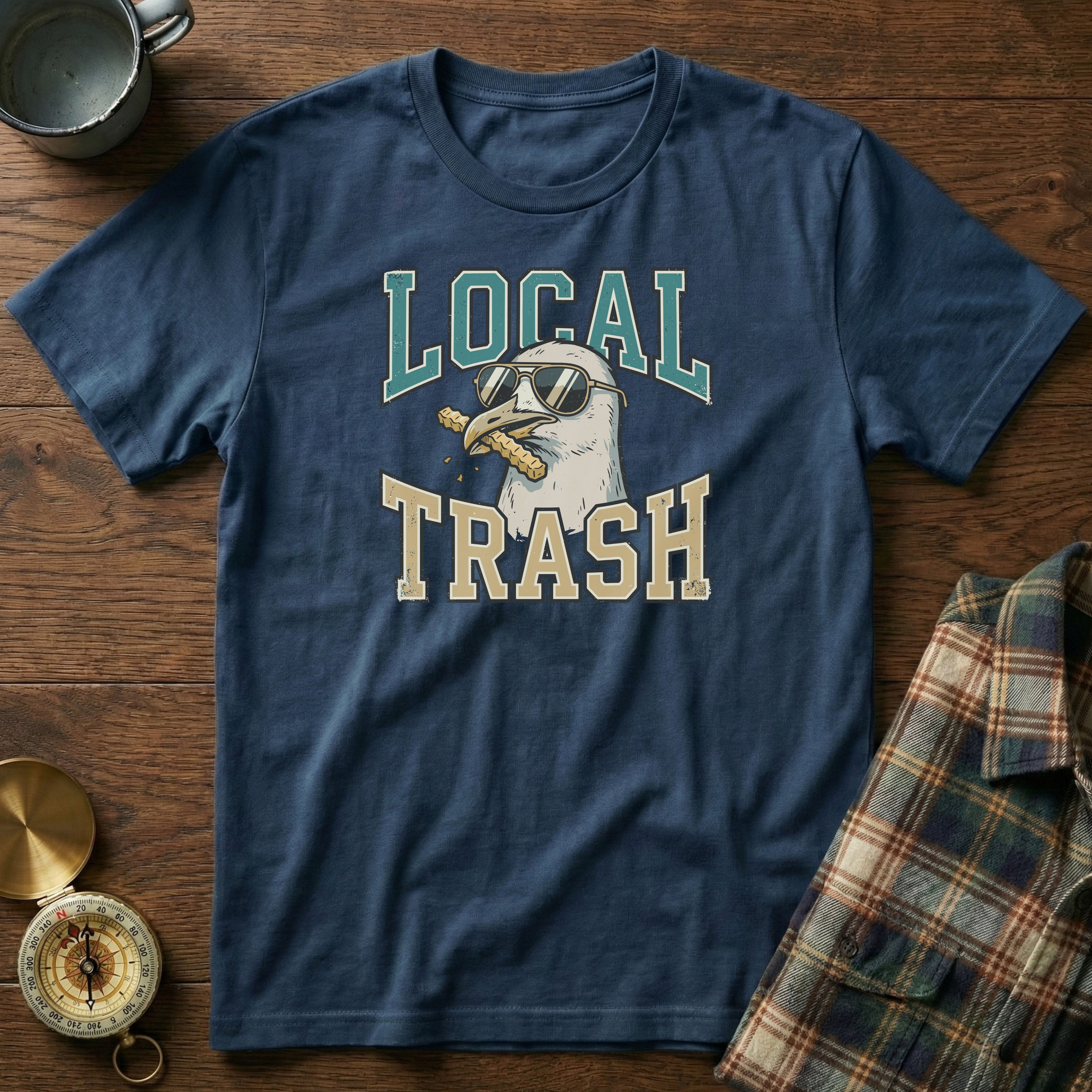 Local Trash Seagull Beach Humor T-shirt