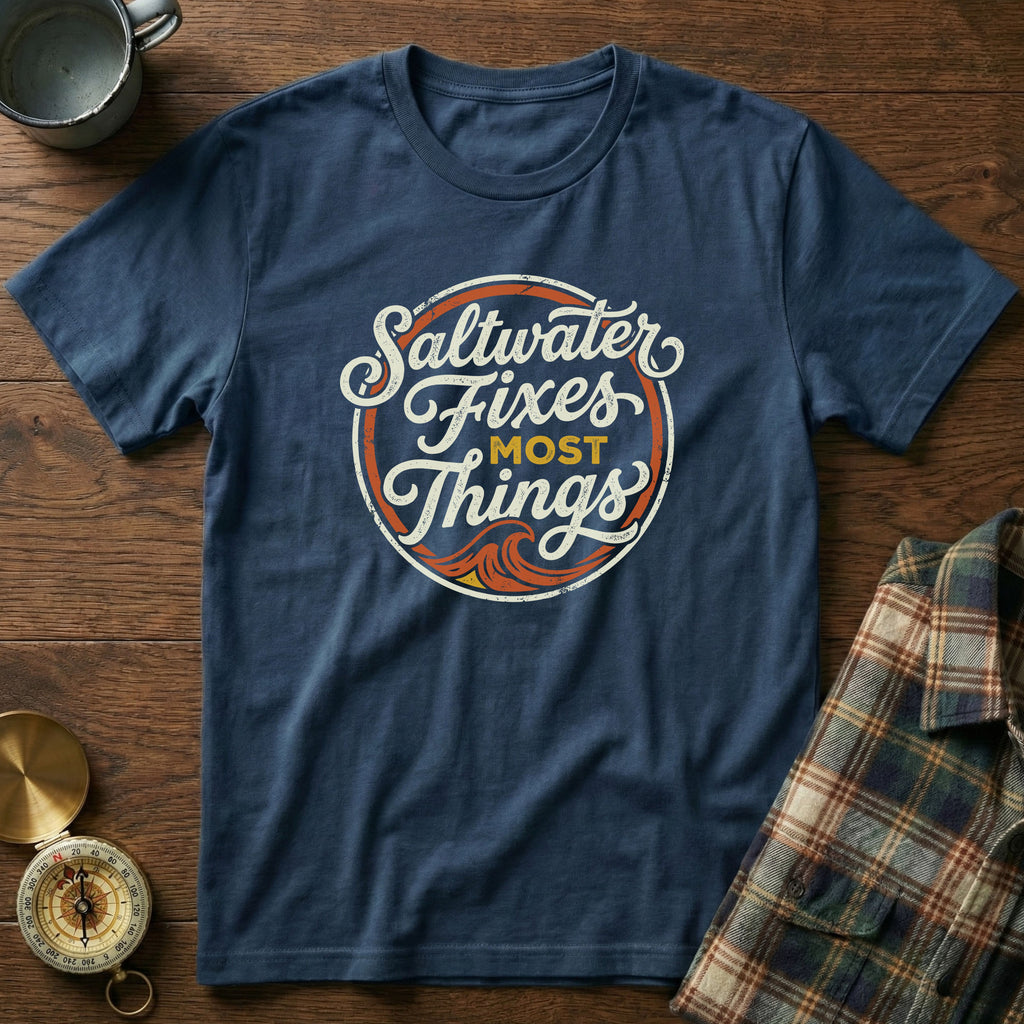 Coastal Retro 'Saltwater' Statement T-Shirt