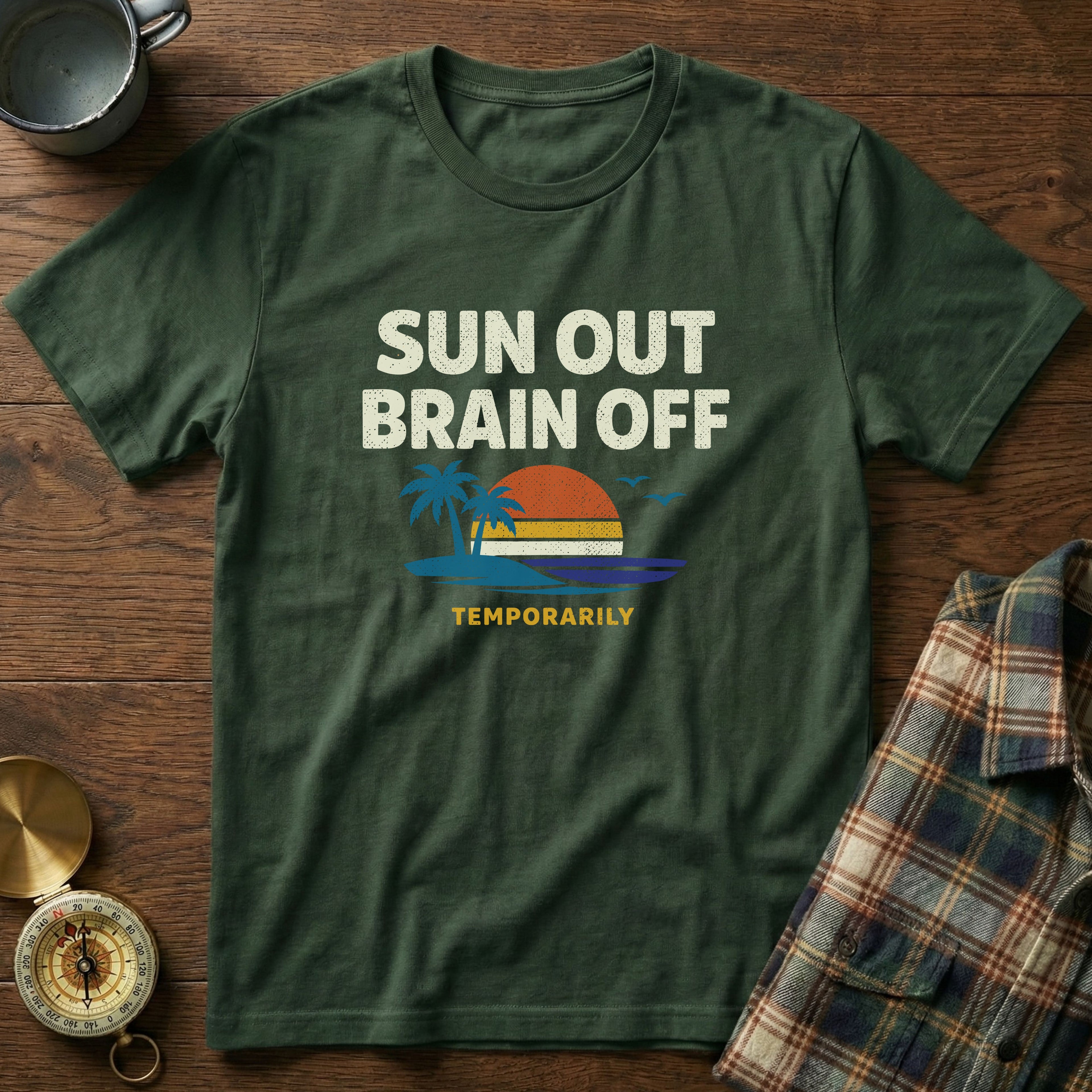 Sun Out Brain Off Retro Beach T-Shirt