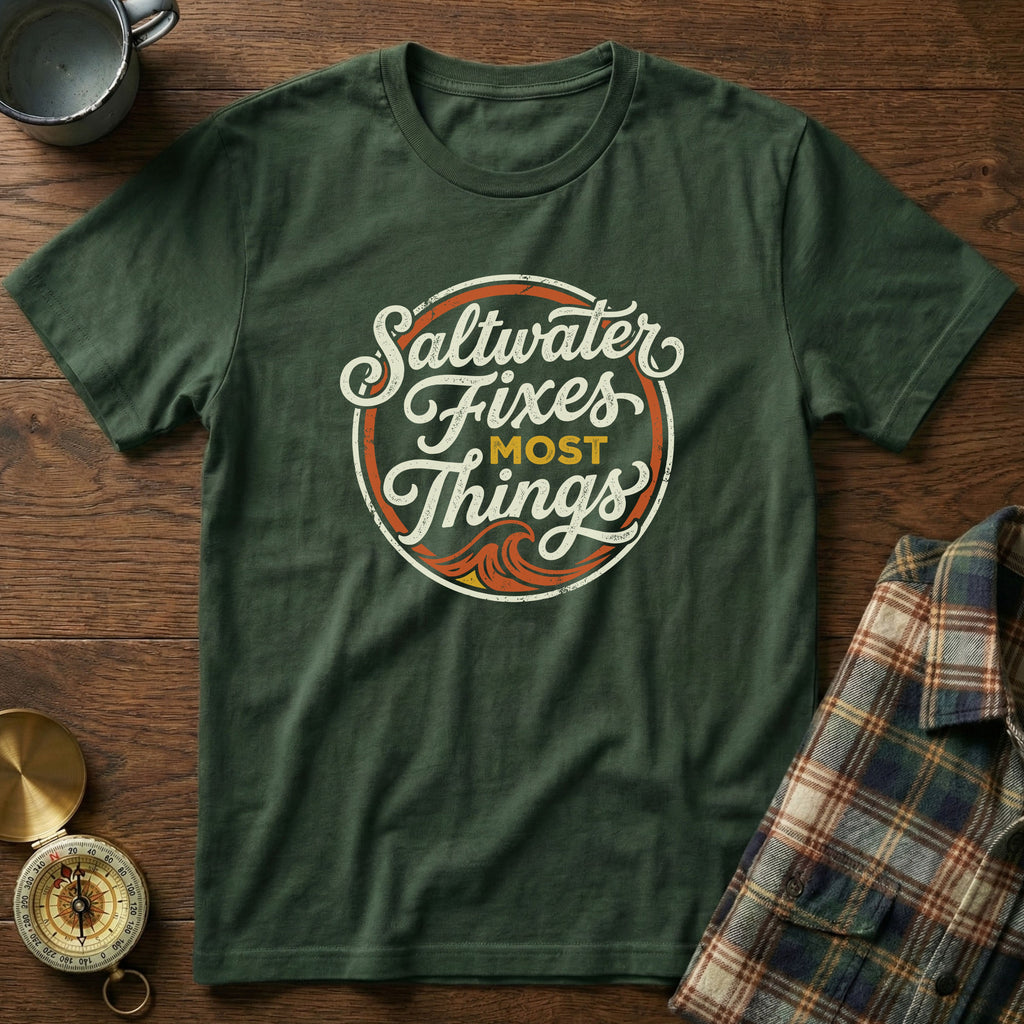 Coastal Retro 'Saltwater' Statement T-Shirt