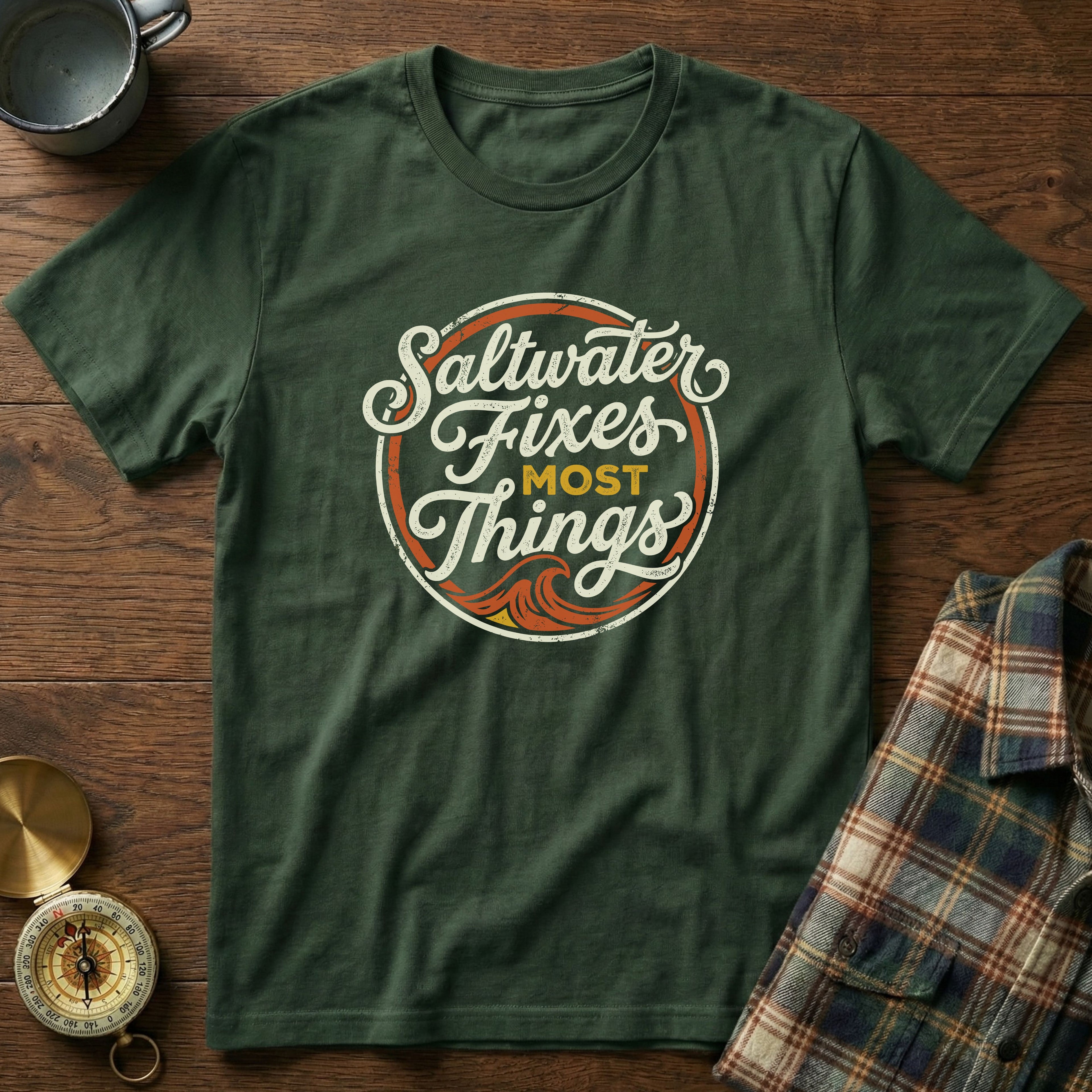 Coastal Retro 'Saltwater' Statement T-Shirt
