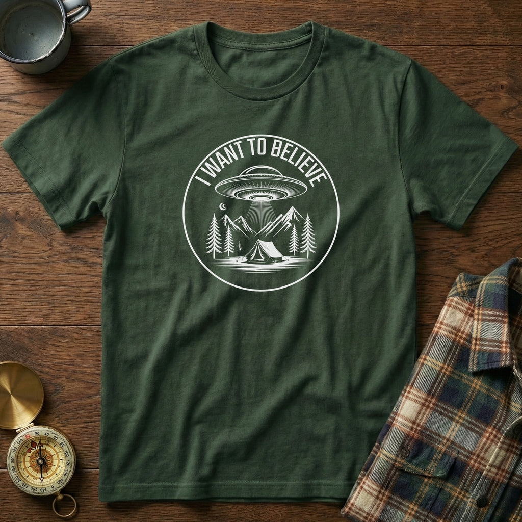 I WANT TO BELIEVE UFO Camping T-Shirt