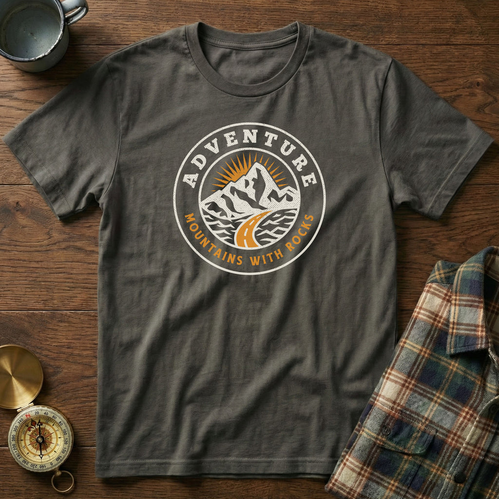 Distant Peaks Adventure Badge T-Shirt in Pepper