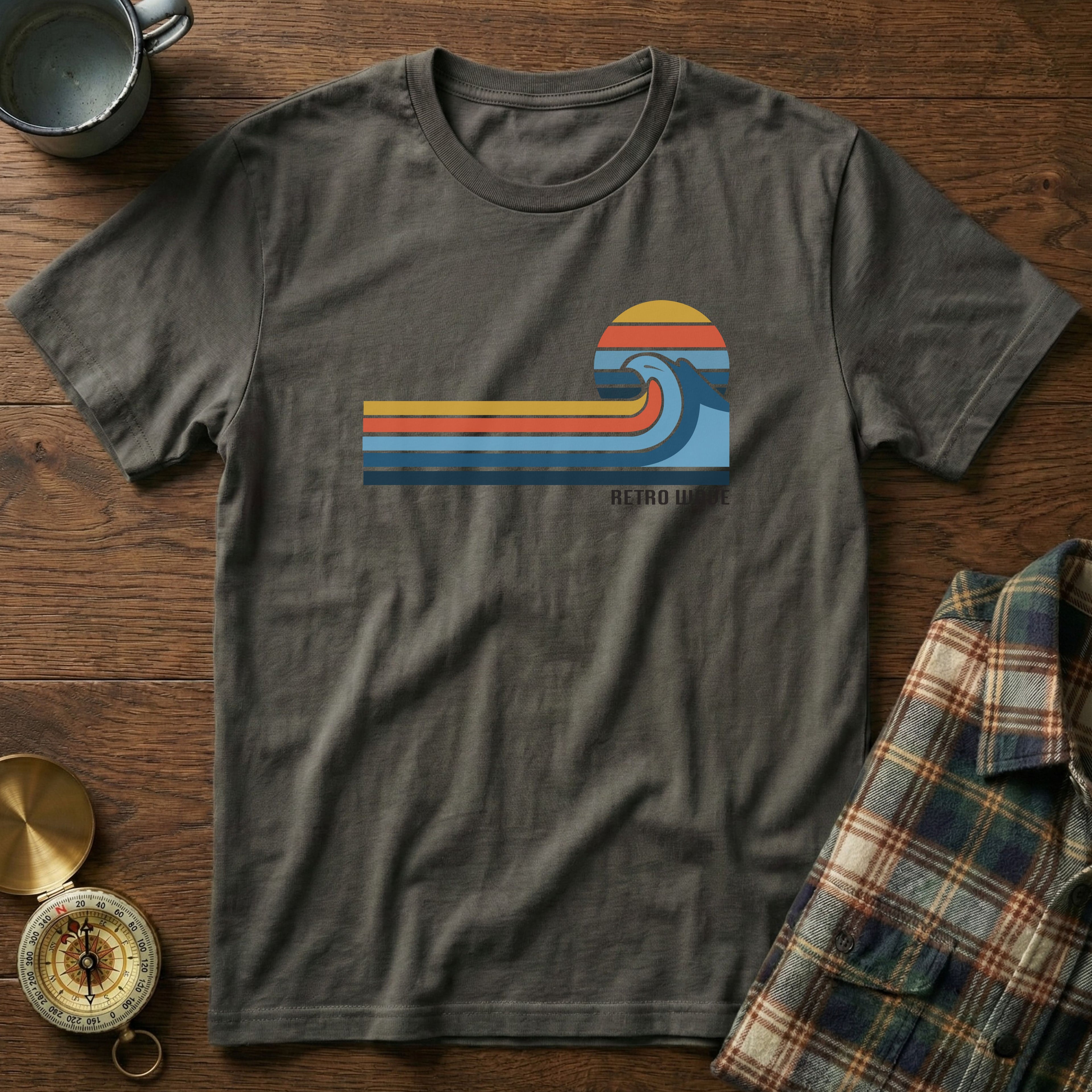 California Retro Wave Surf & Sun Graphic T-Shirt in Pepper