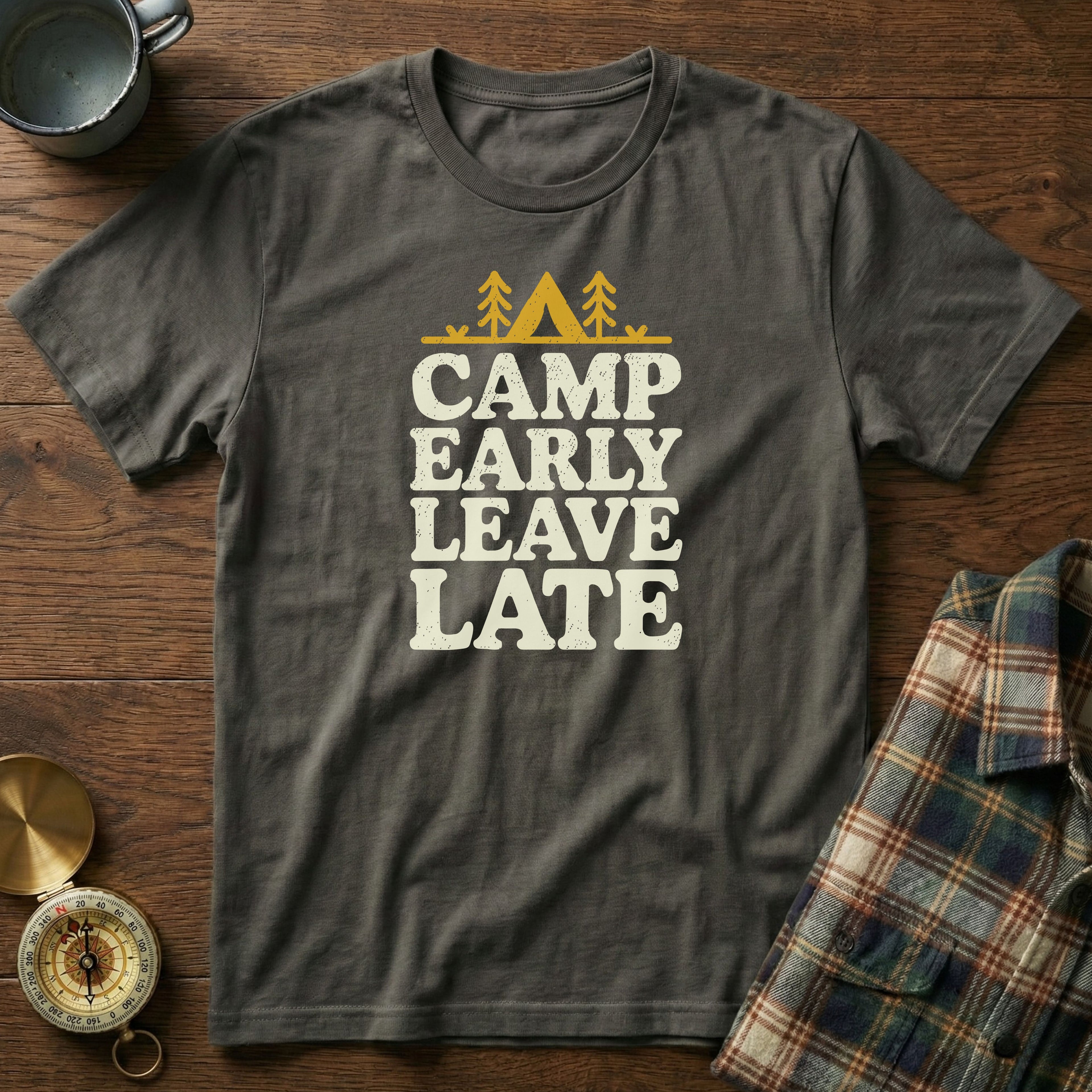 Camp Early Leave Late T-Shirt in Pepper