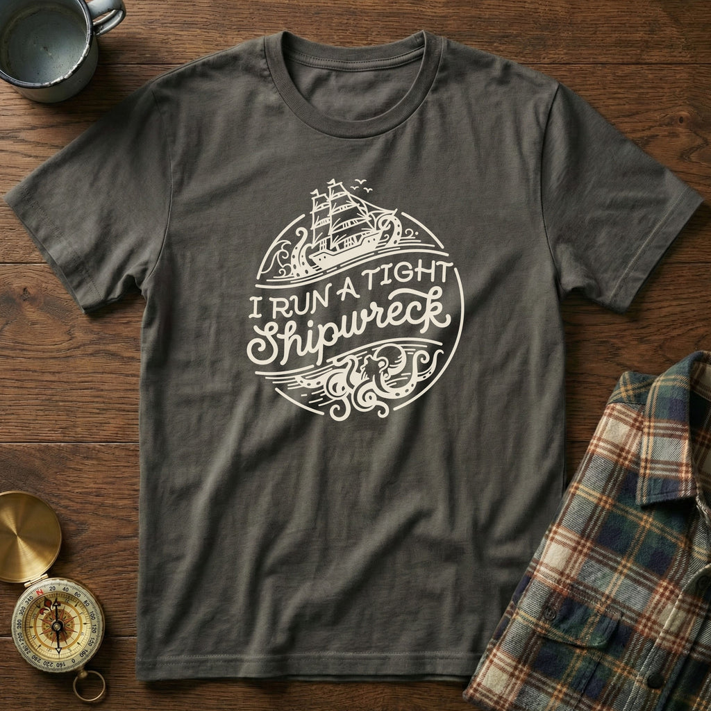 I Run A Tight SHIPwreck T-Shirt in Pepper