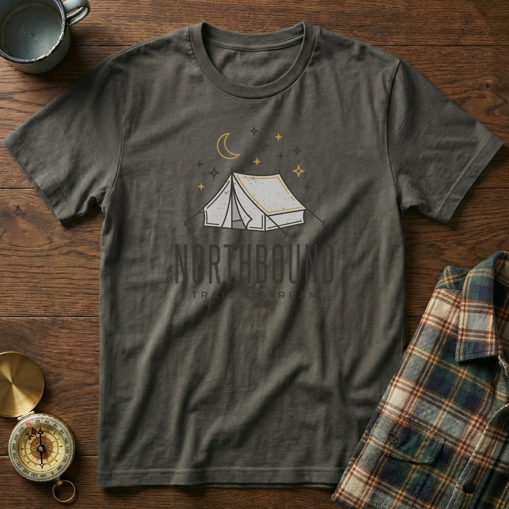 Trail and Stream Graphic Tent T-Shirt in Pepper