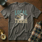 Local Trash Seagull Beach Humor T-shirt in Pepper
