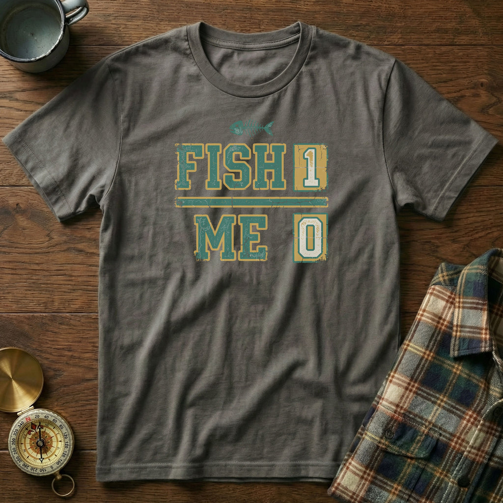 Local Angler Humor Fish 1 Me 0 Snarky Fishing T-Shirt in Pepper