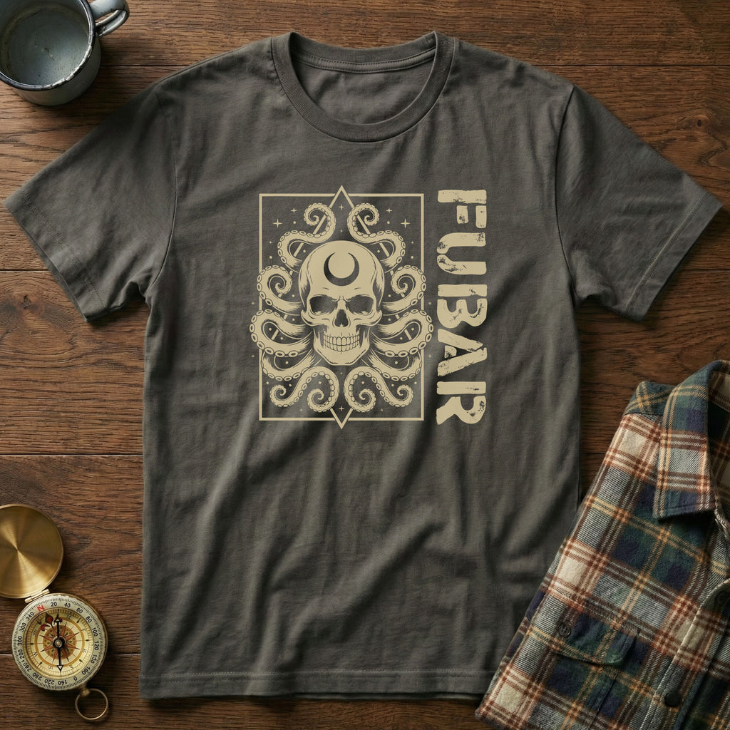 FUBAR Octopus Skull T-Shirt in Pepper