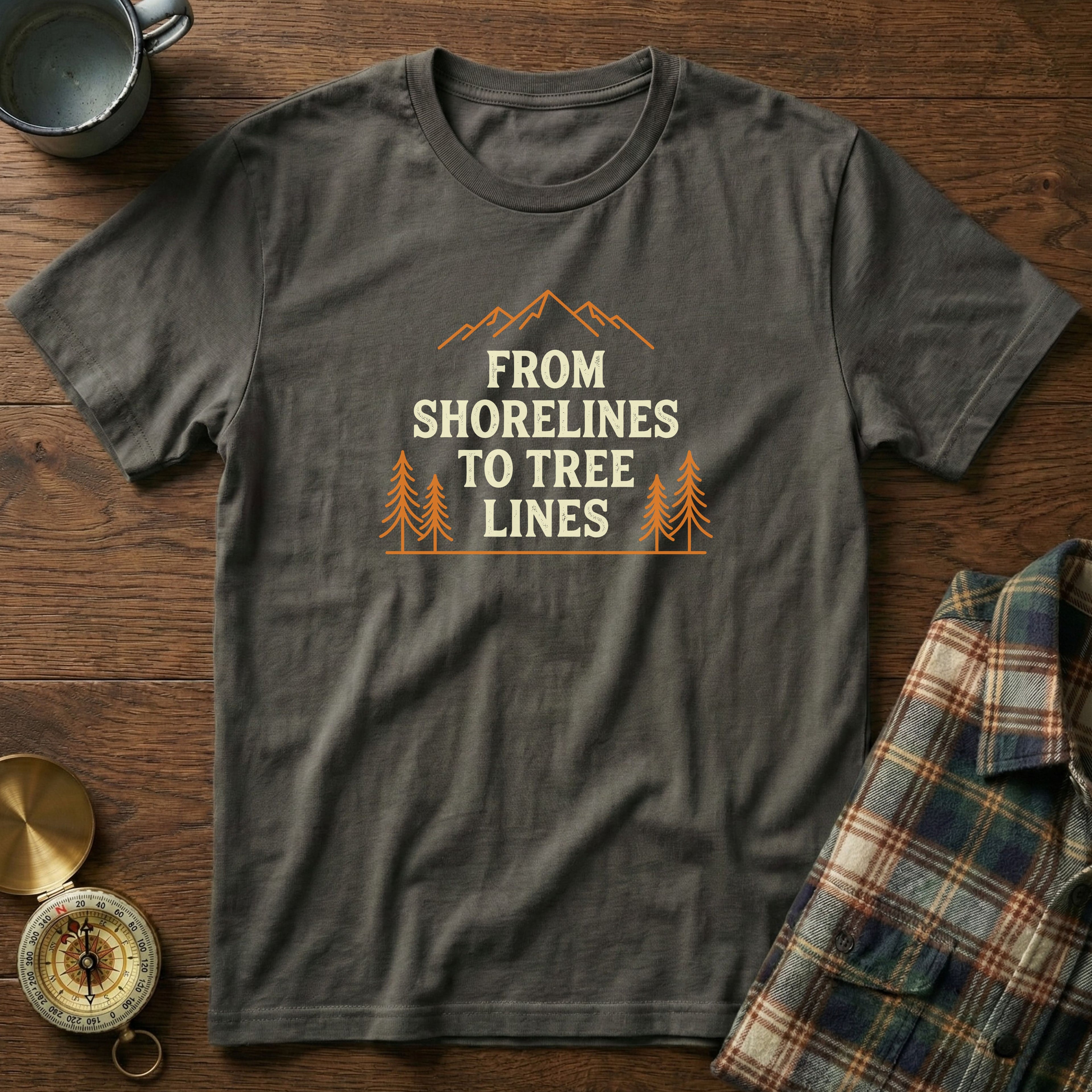 From Shorelines To Tree Lines T-Shirt in Pepper