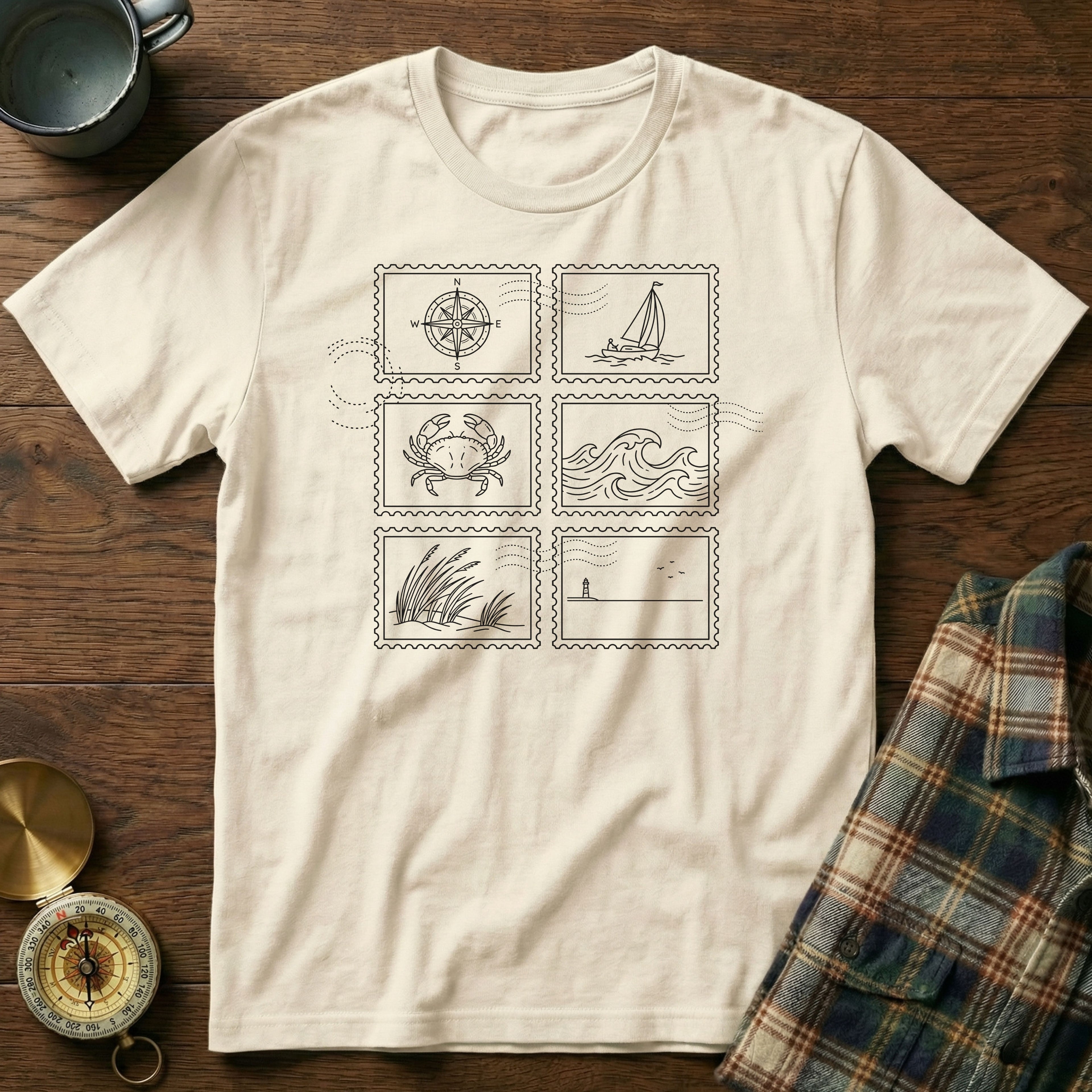 Coastal Wanderer Stamp Collection T-shirt