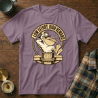 Purple t-shirt with a pelican graphic and text "LOW EFFORT, HIGH REWARD".