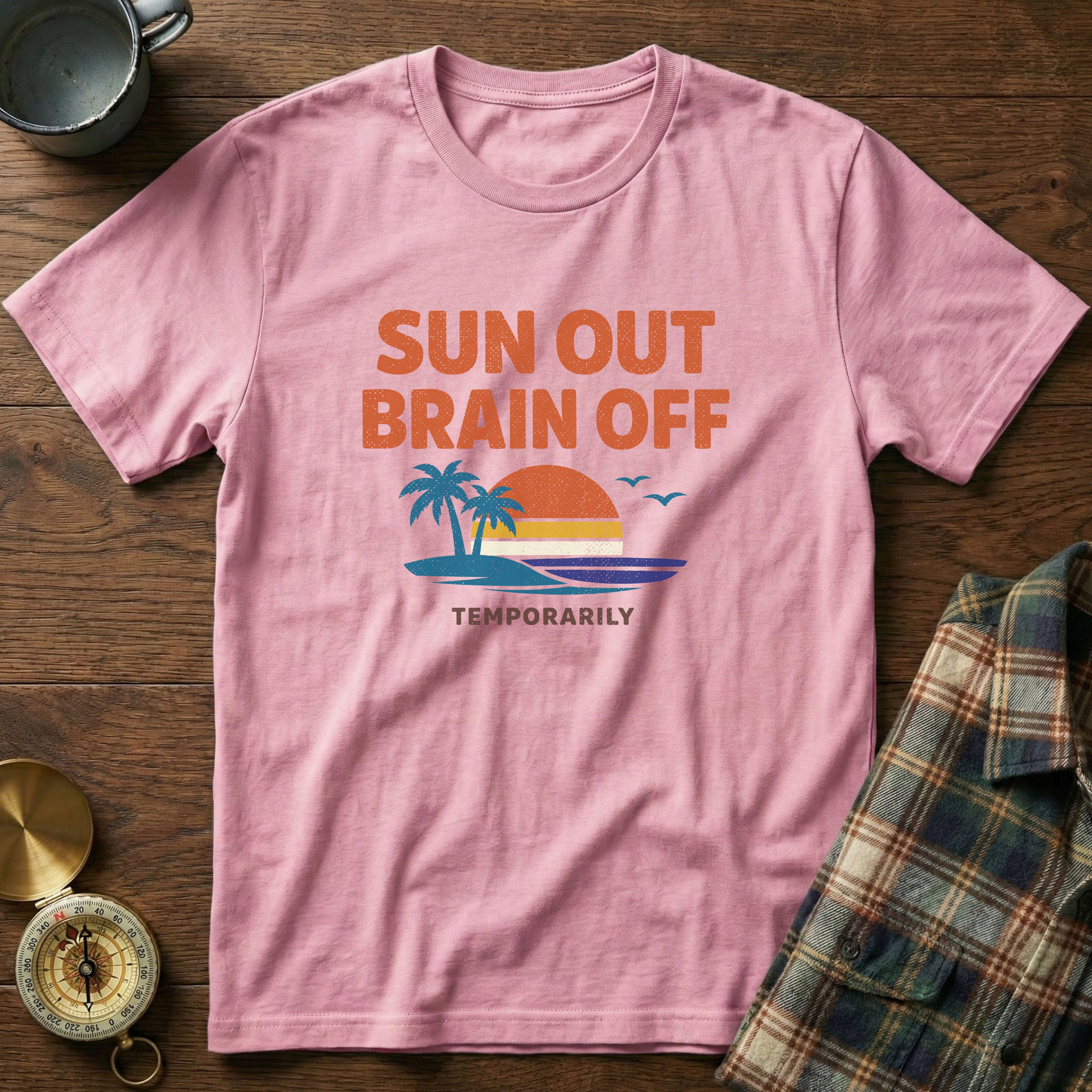 Sun Out Brain Off Retro Beach T-Shirt