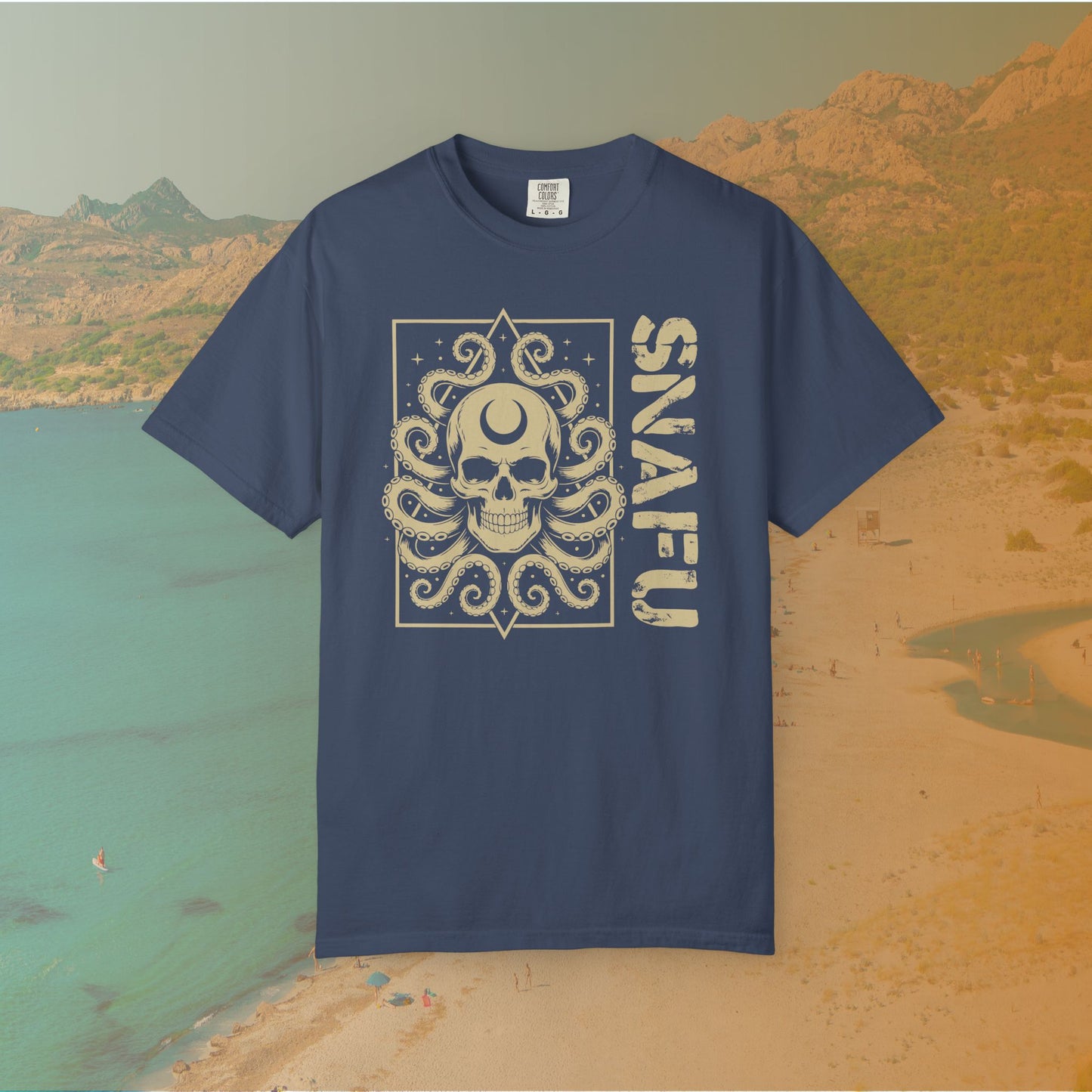 SNAFU Octopus Skull T-Shirt | Cosmic Horror Lovecraftian Grunge Graphic Tee | Military Slang Apparel