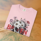 Broken Heart Skull Floral Goth T-Shirt