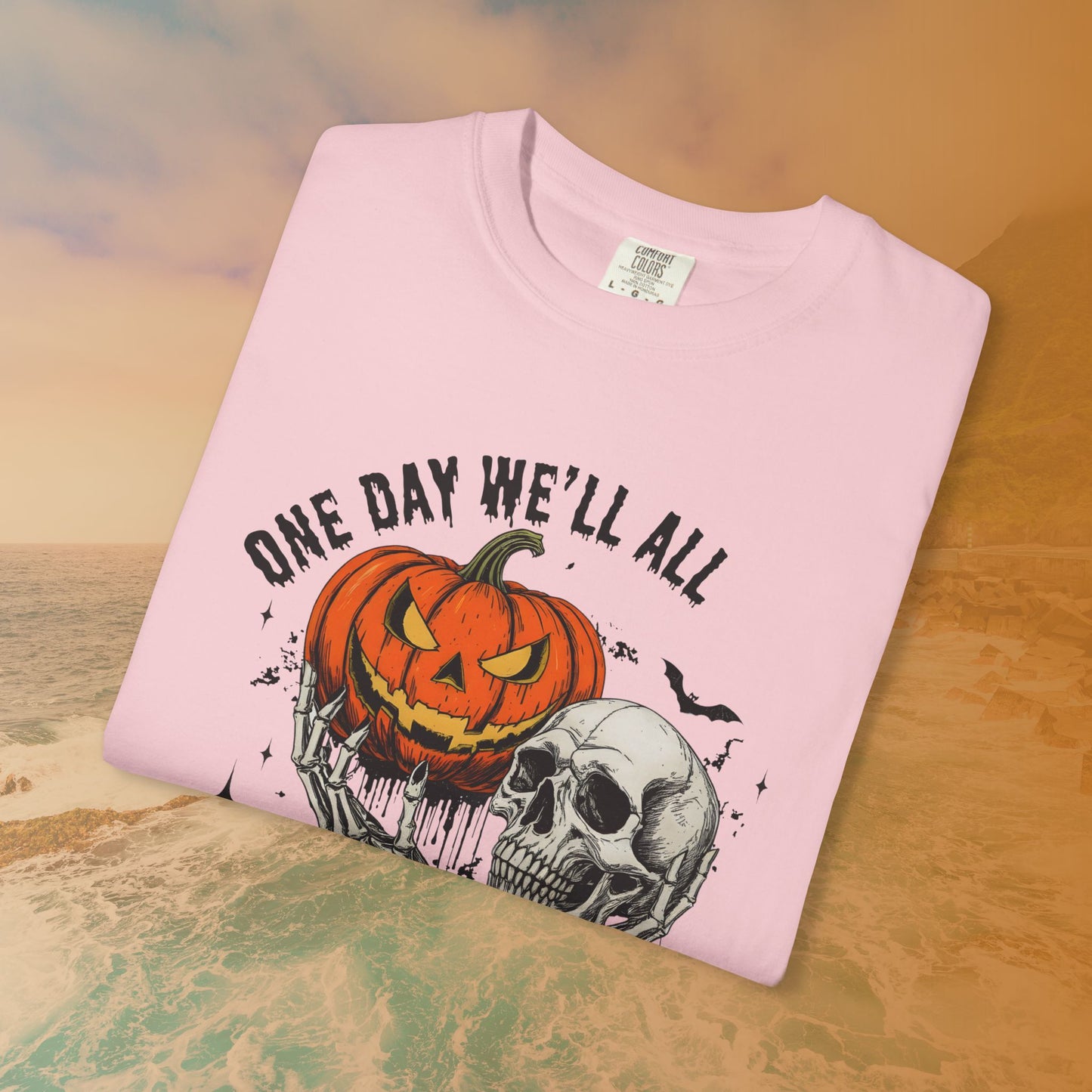 One Day We'll All Be Skeletons T-Shirt | Halloween Skull Pumpkin Graphic Tee | Morbid Humor Goth Gift