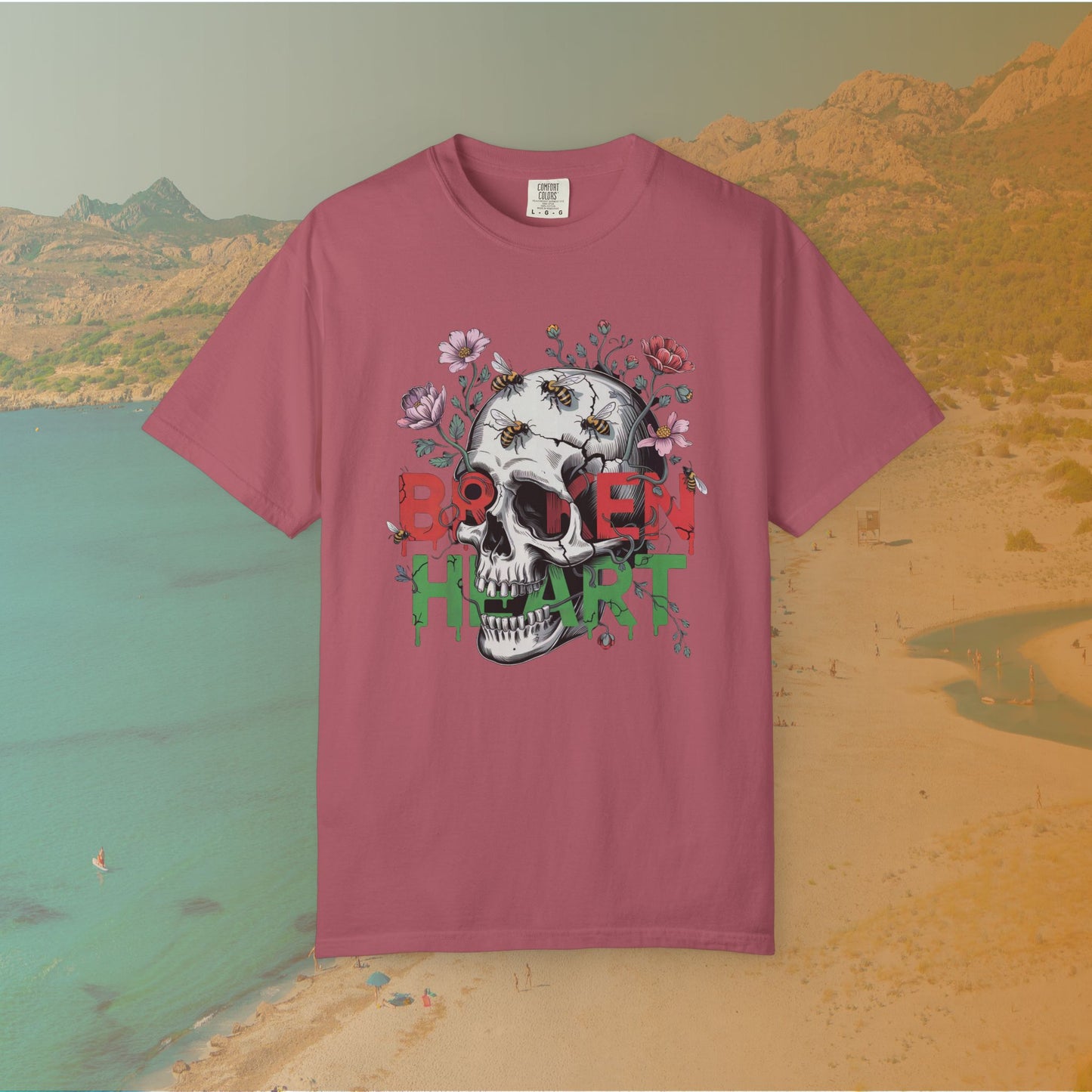 Broken Heart Skull T-Shirt | Dark Floral Goth Graphic Tee | Dark Cottagecore Aesthetic