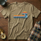 California Retro Wave Surf & Sun Graphic T-Shirt in Khaki