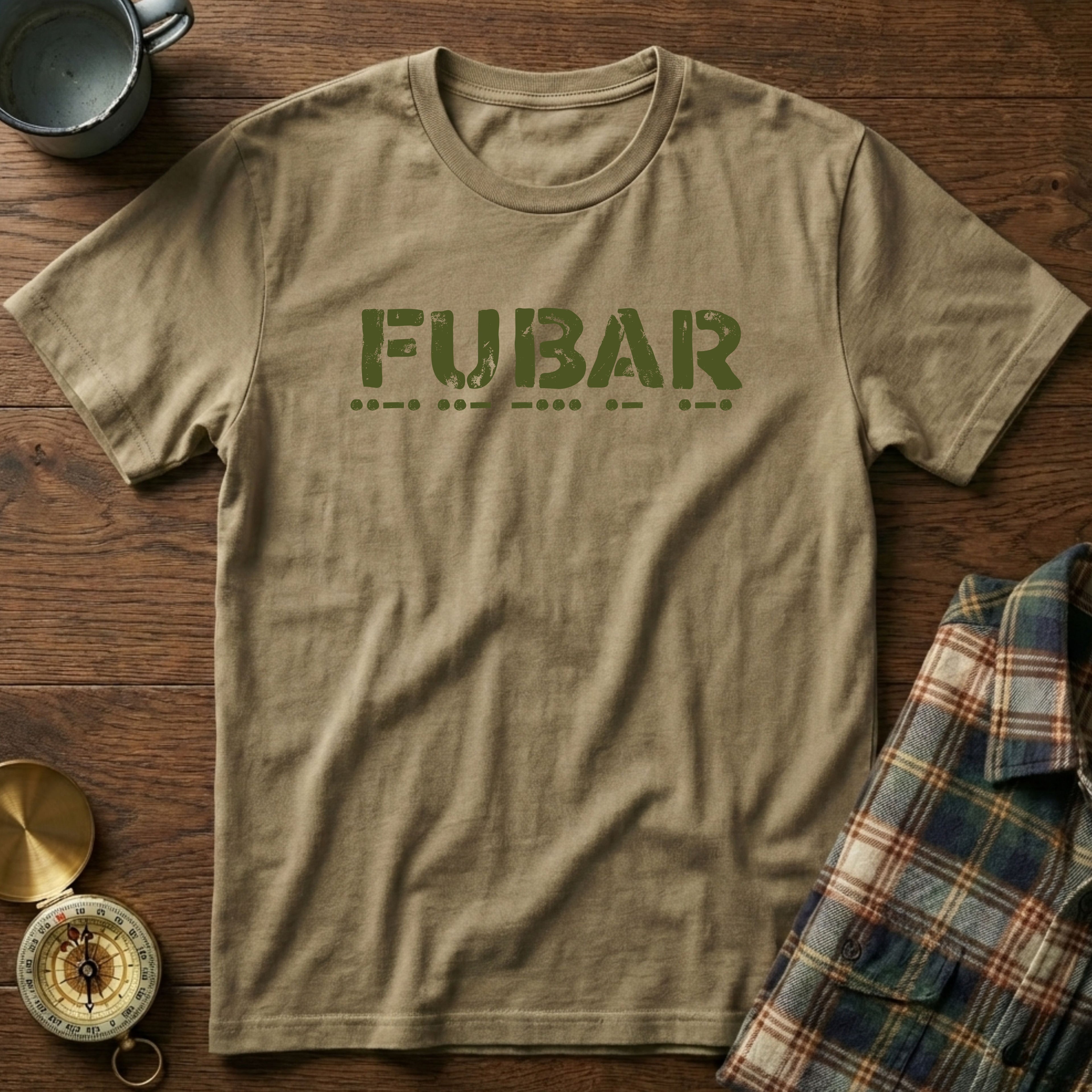 FUBAR Morse Code T-Shirt in Khaki